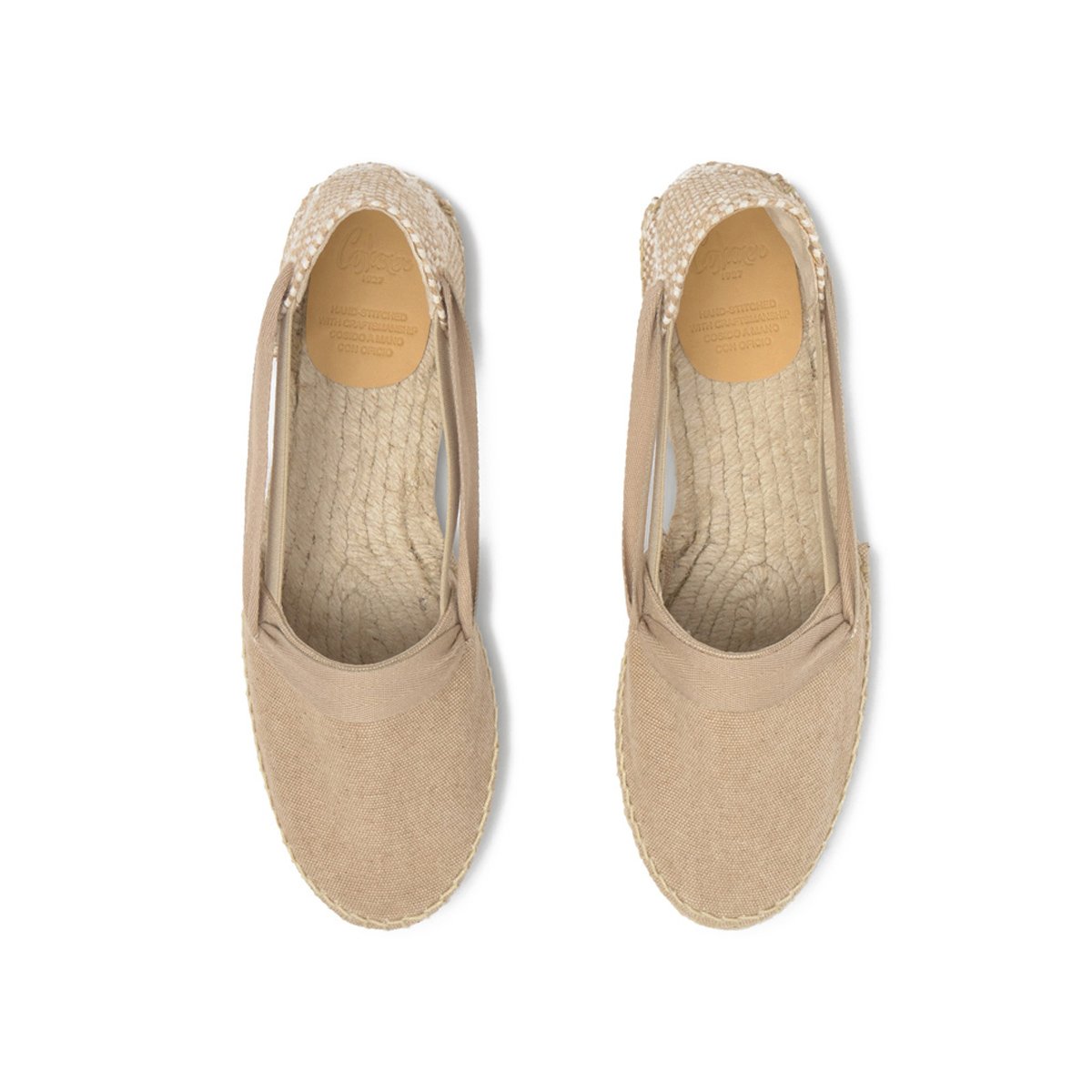 Espadrilles plates en coton biologique avec rubans KAIA PLATFORM sable, CASTANER