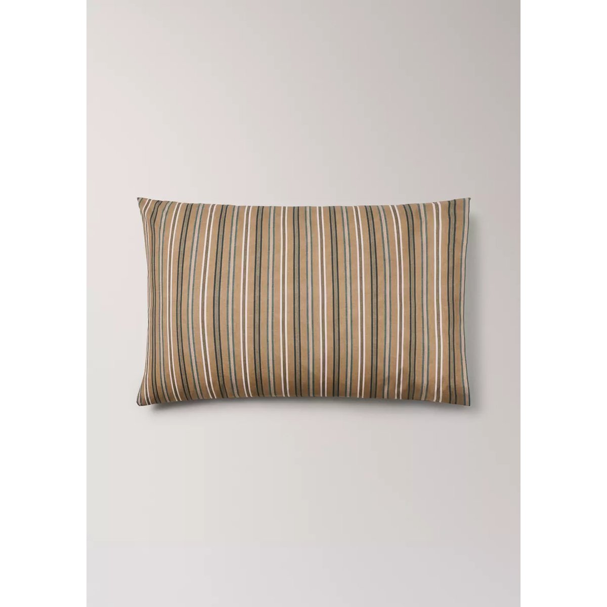 Lot de 2 taies d'oreiller en percale de coton rayures 50x75 cm tabac, MANGO HOME