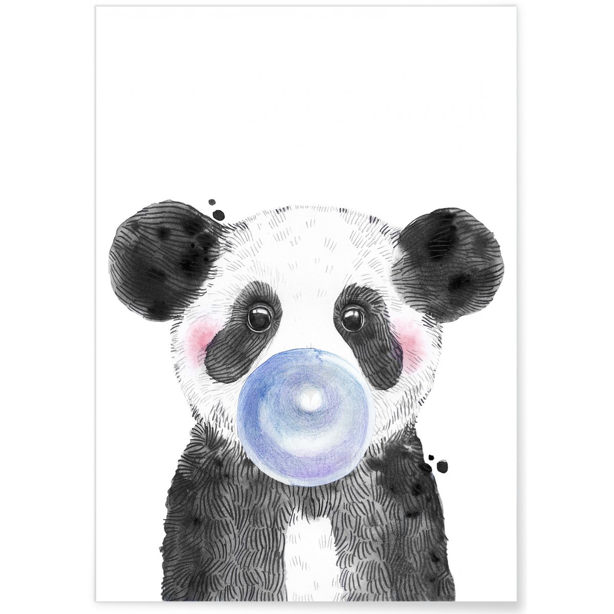 Affiche Bulle de Panda Bleue blanc, L'AFFICHERIE