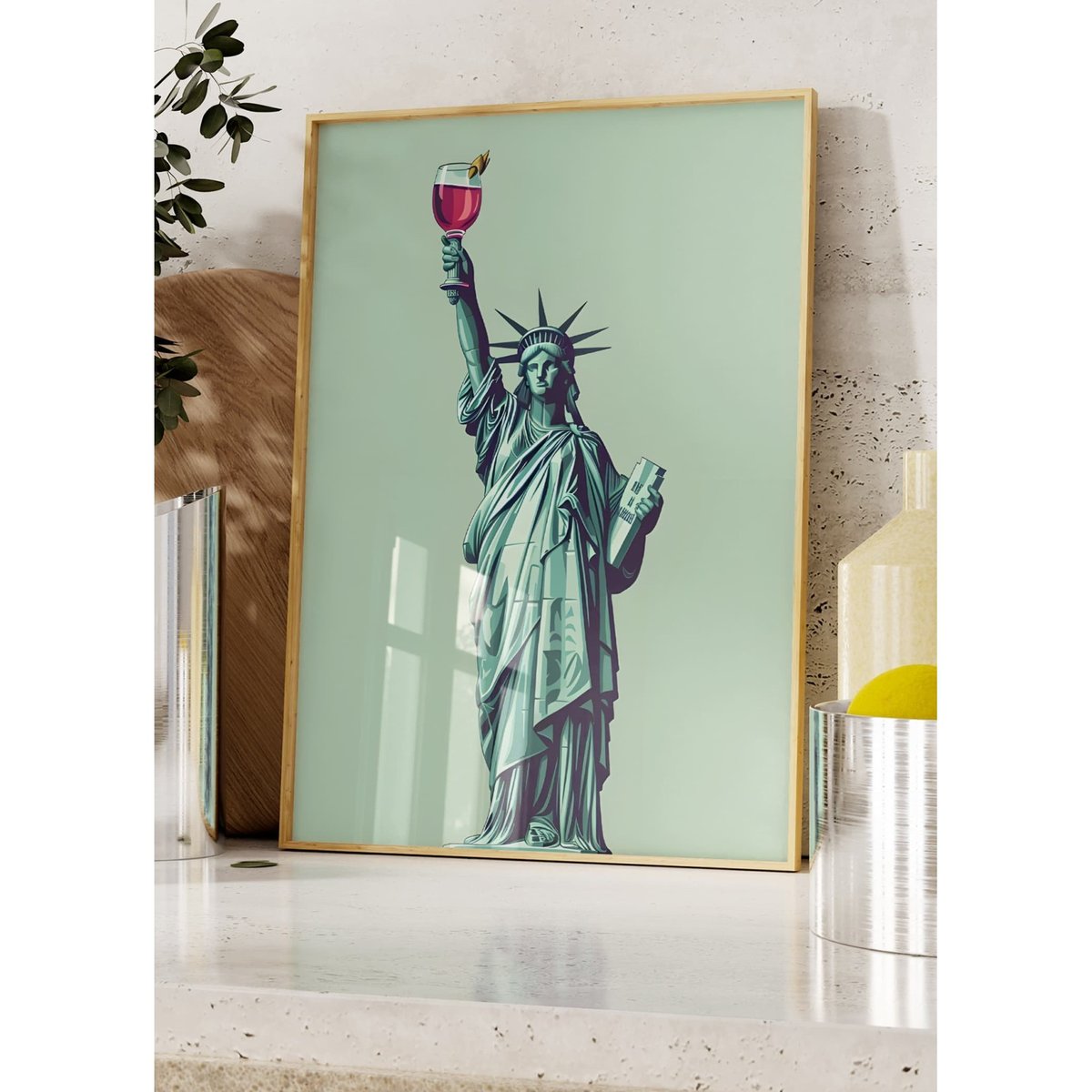 Affiche Statue liberté & vin blanc, L'AFFICHERIE