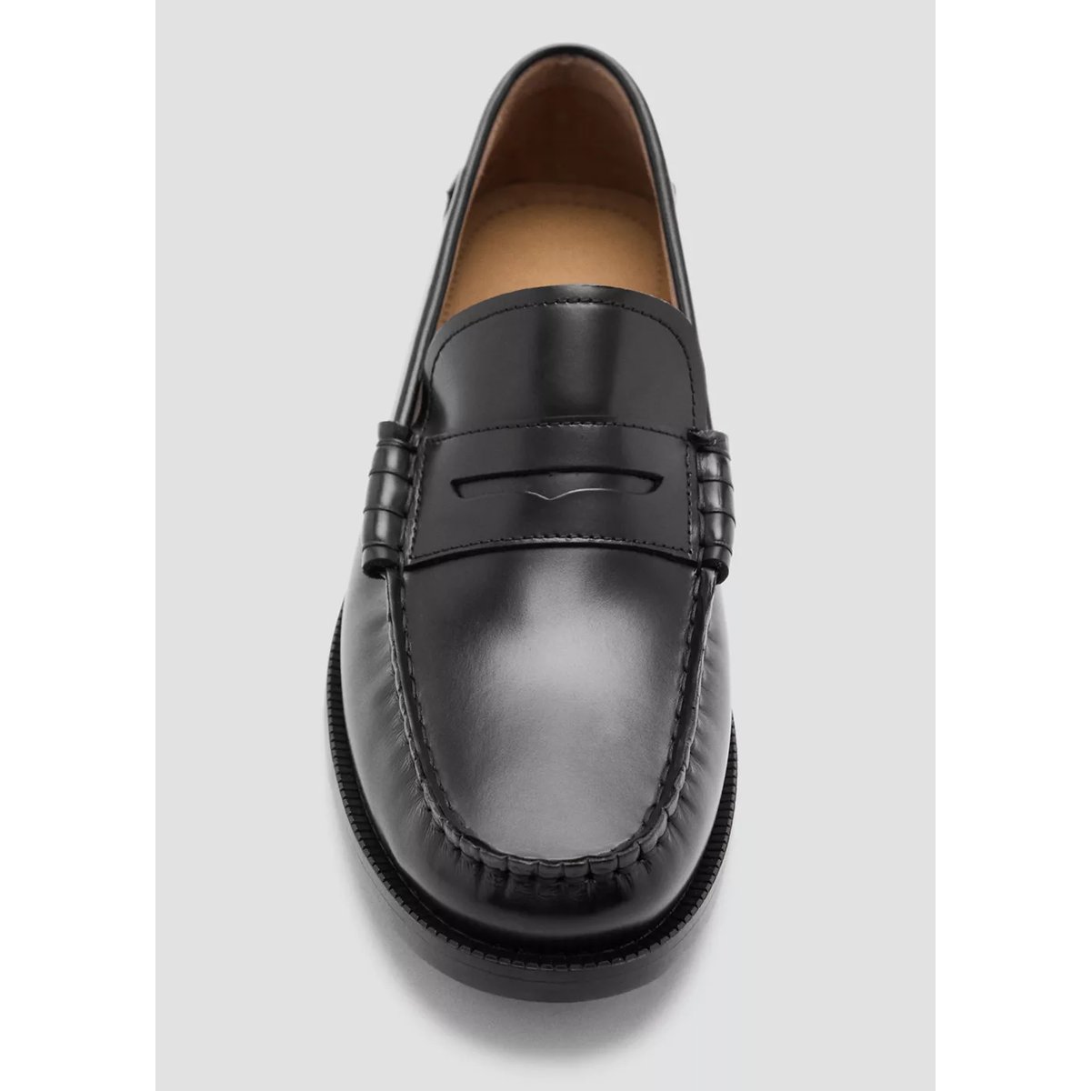Mocassins découpe cuir noir, MANGO MAN