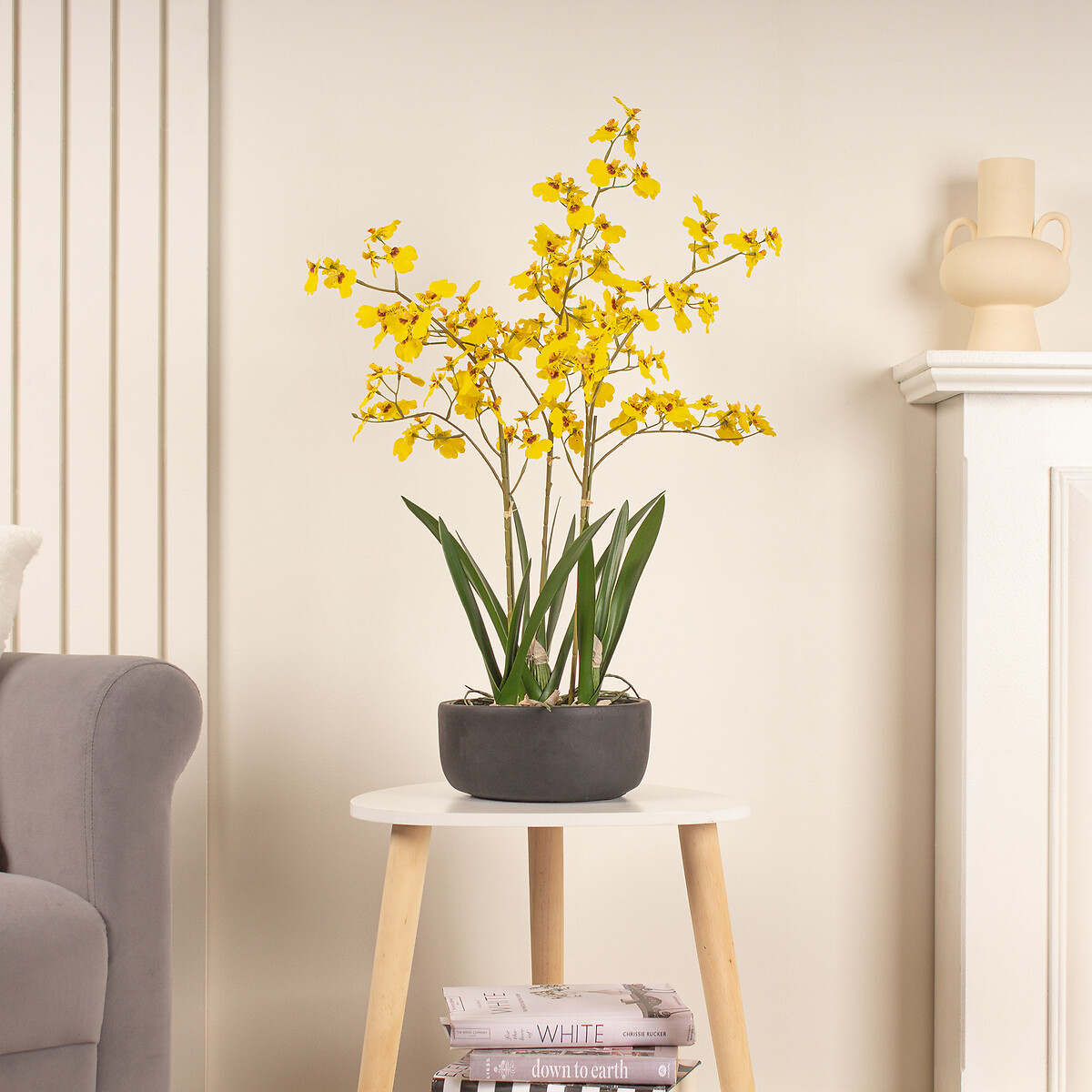 71cm Artificial Yellow Dancing Orchid in Ceramic Pot yellow, SO'HOME
