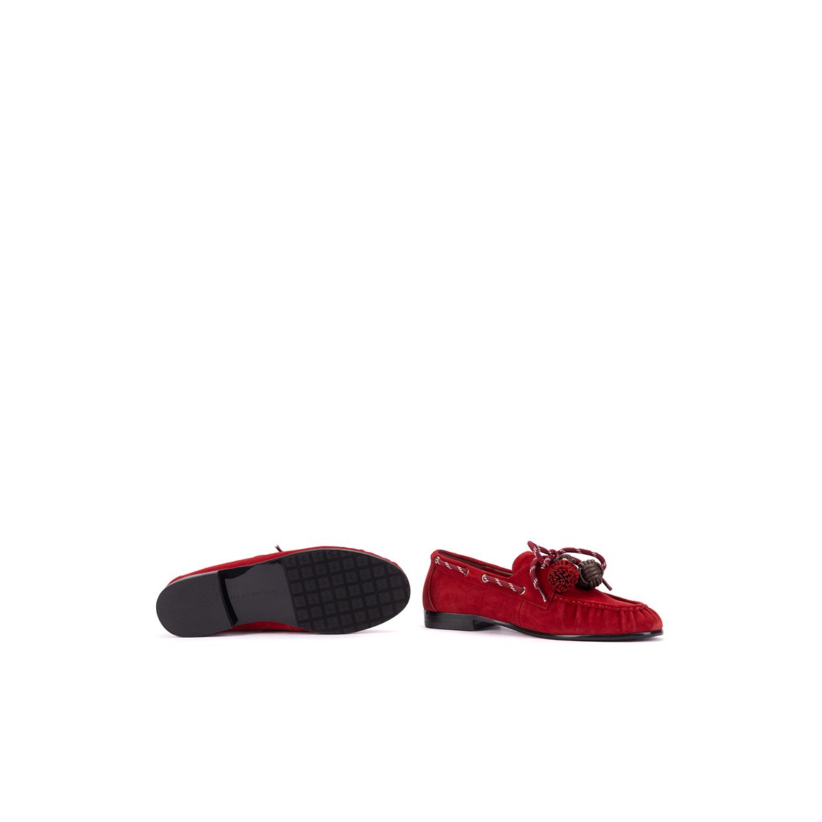 Mocassins cuir Baracchini red, MARTINELLI