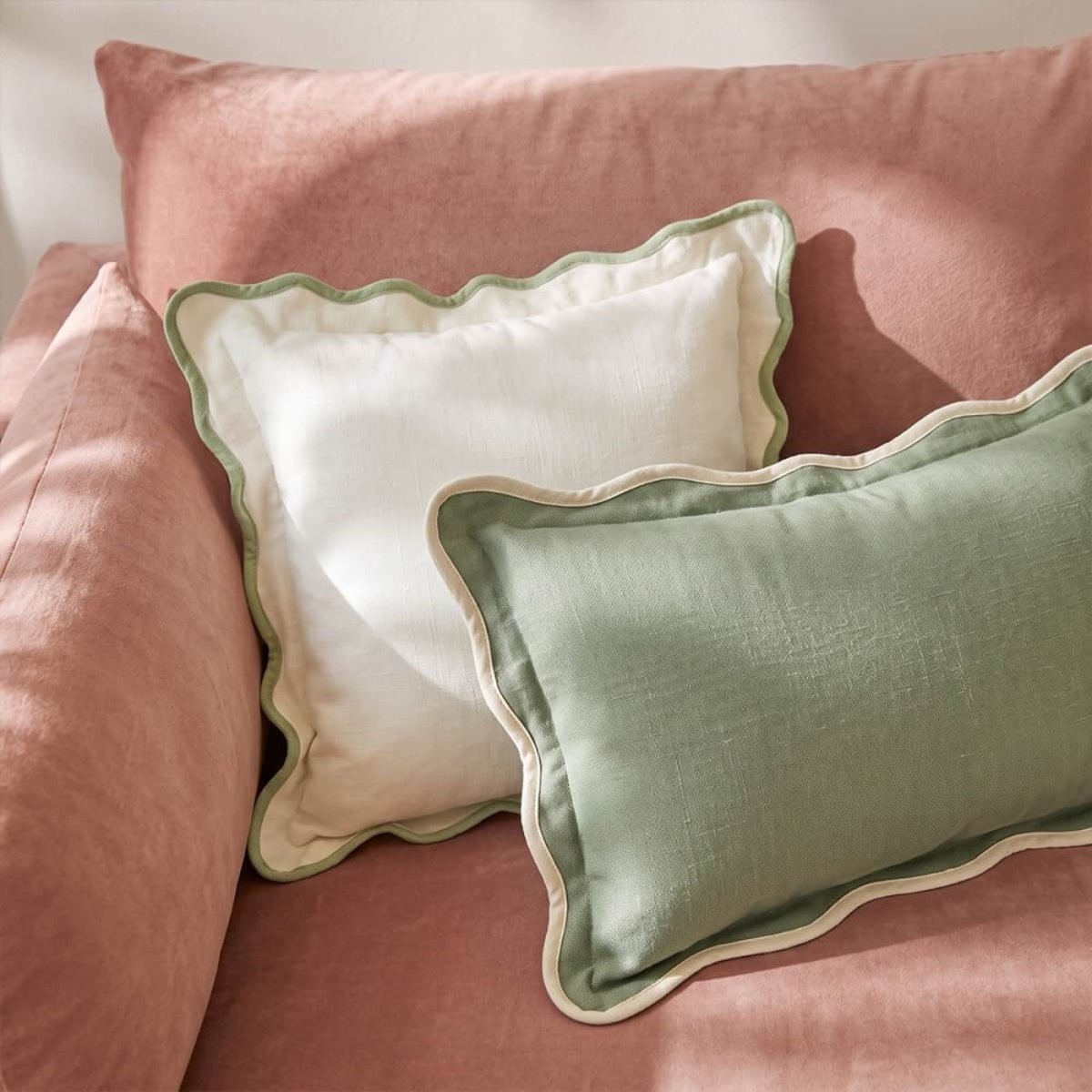 Coussin vintage contour vague 40x60cm vert, ORNAMI