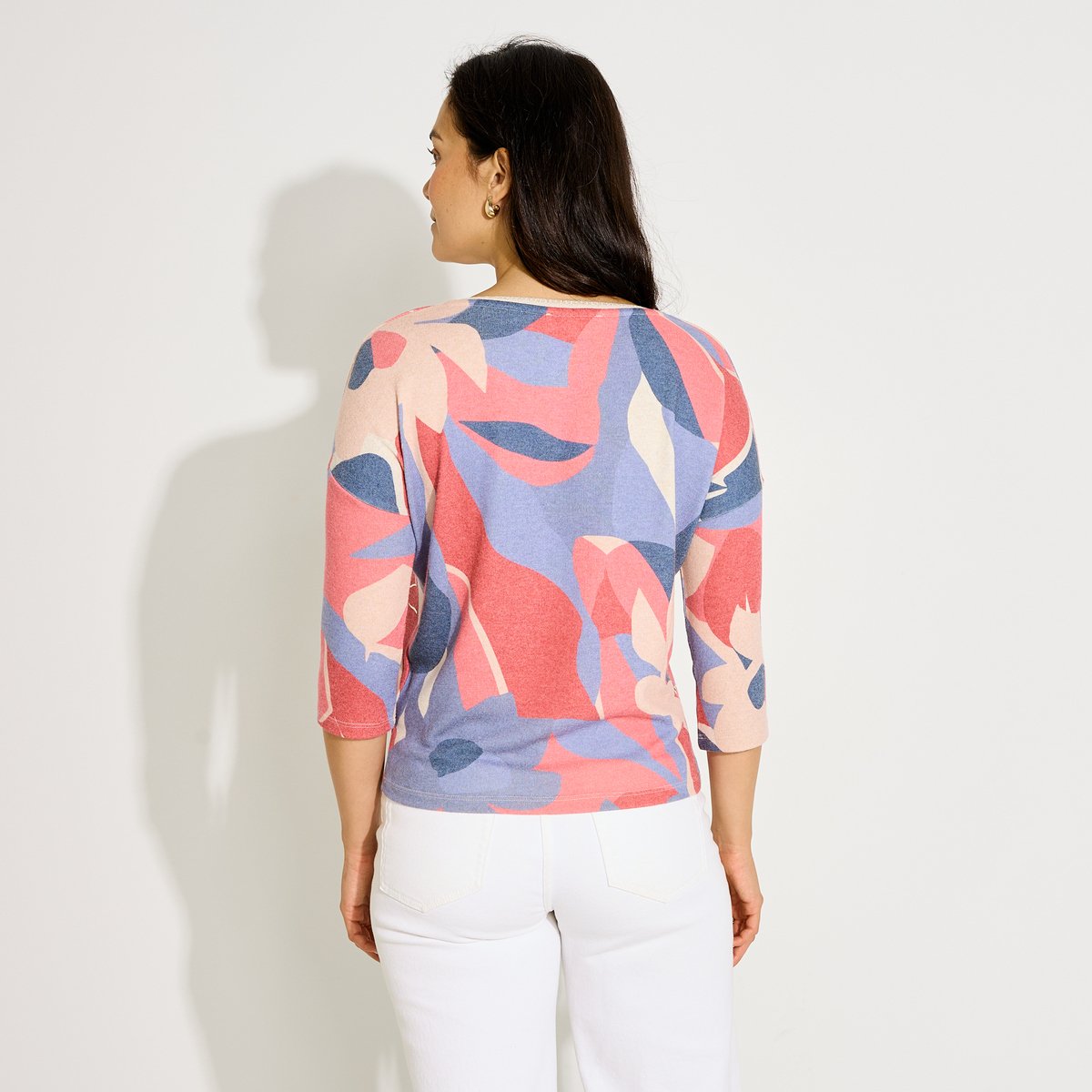 T-shirt manches 3/4 imprimé rose, GRAIN DE MALICE