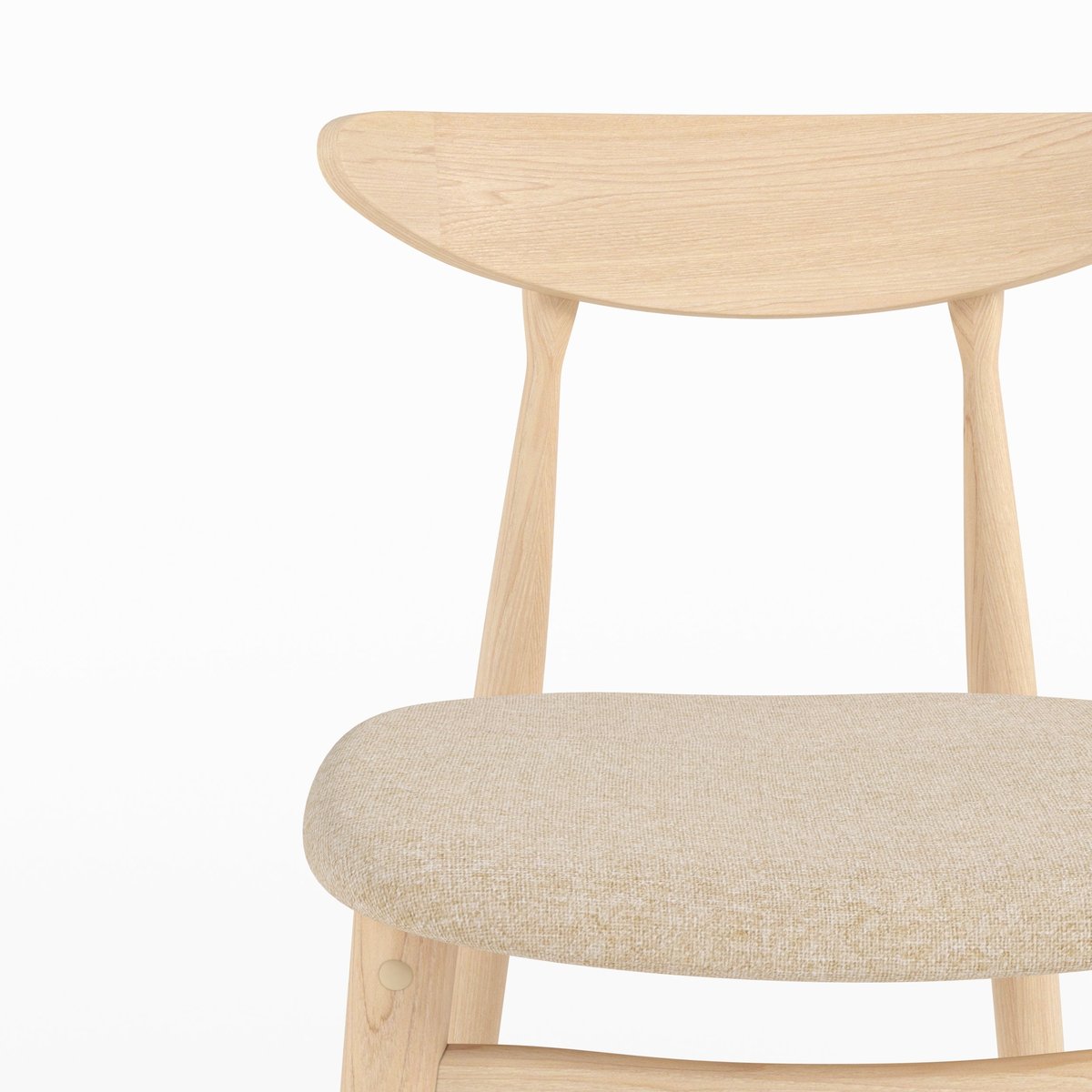 Lot de 2 chaises pour ilot central 63,5 cm en tissu et bois d'hévéa - JOSETTE beige, MAISON PAVANE