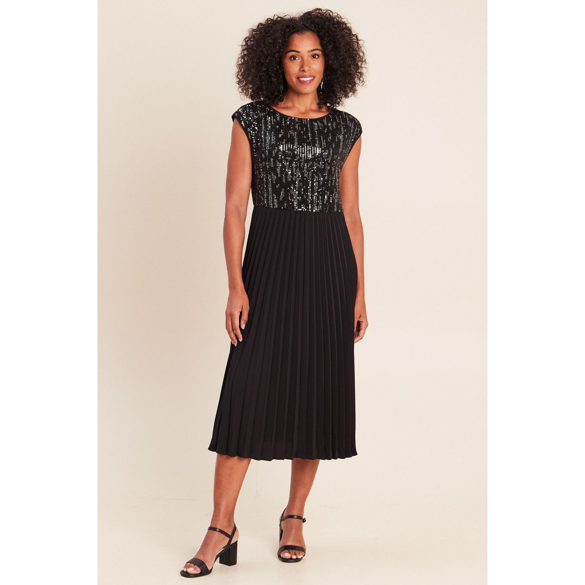 Robe midi évasée gris foncé, BREAL