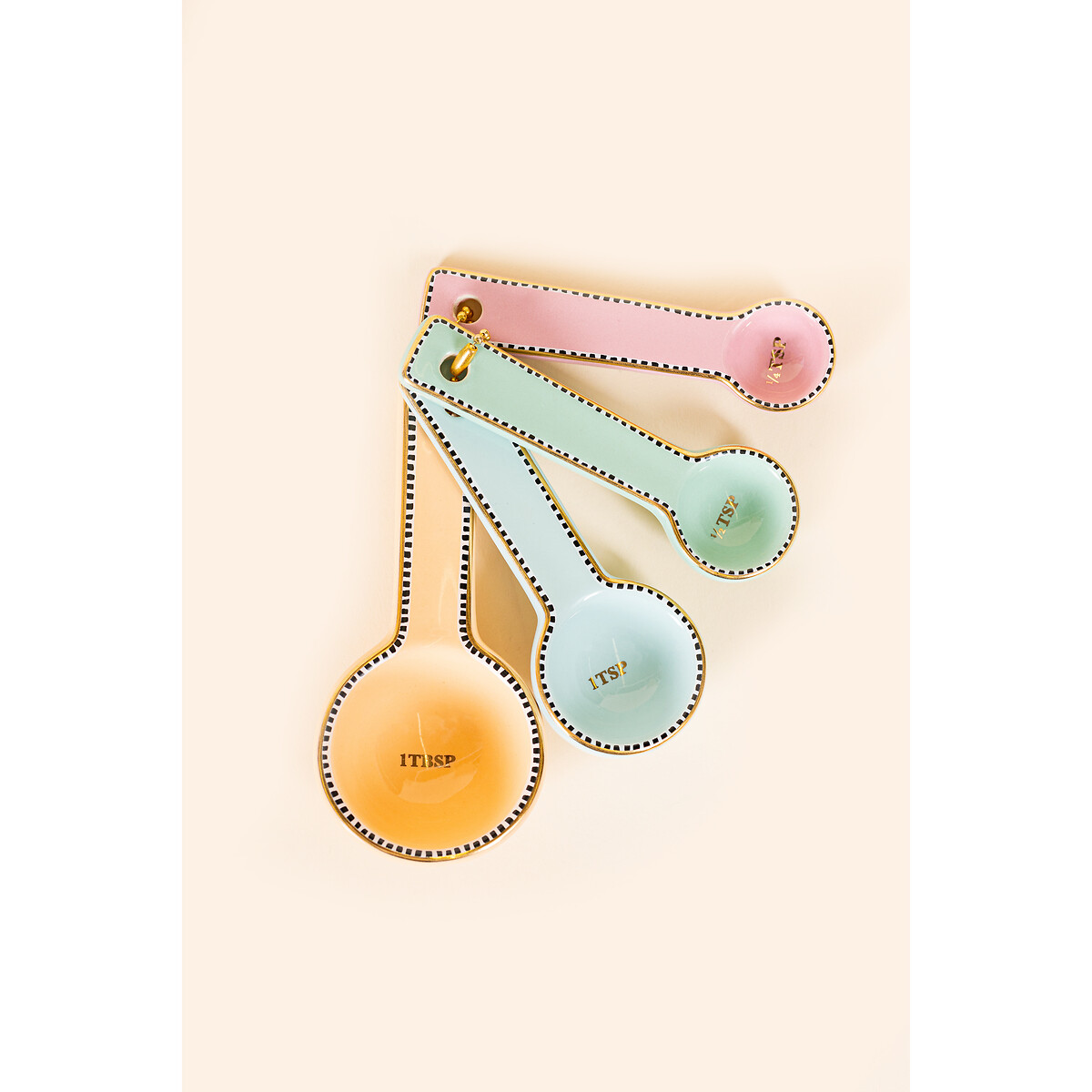Set of 4 Ceramic Pastel Measuring Spoons multi-coloured, YVONNE ELLEN
