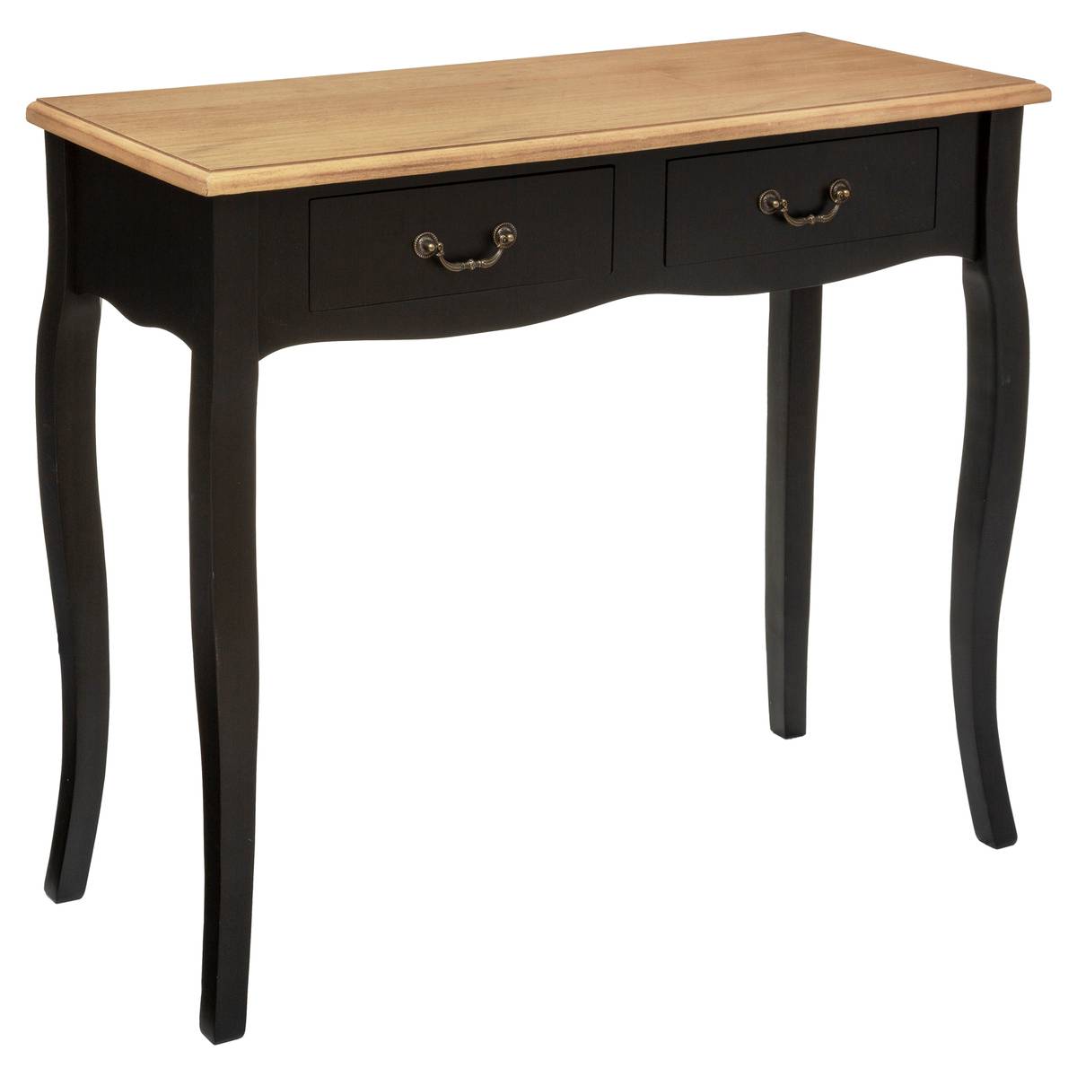 Console 2 tiroirs style baroque CHRYSA noir, ATMOSPHERA