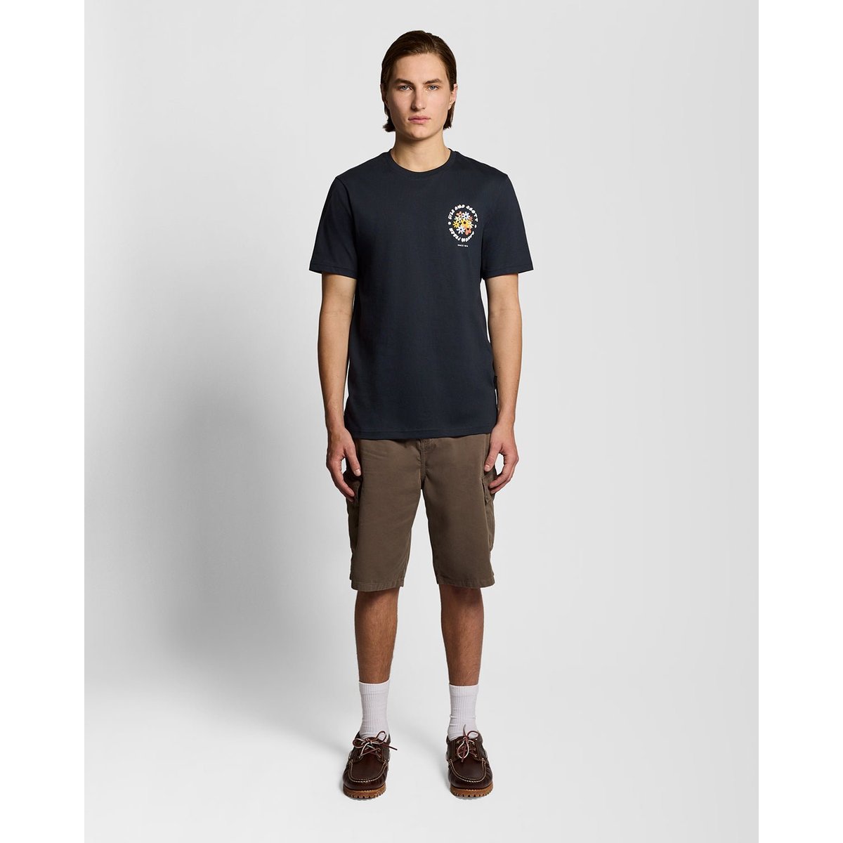 T-shirt nature à imprimé graphique bleu foncé marine, LYLE & SCOTT