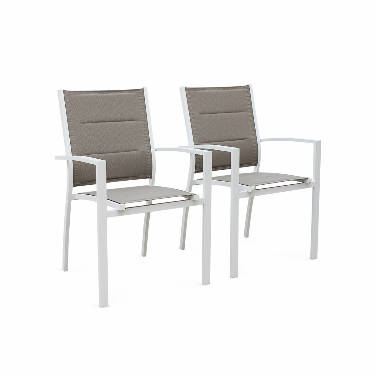 Table de jardin extensible aluminium + 6 assises CHICAGO 210 blanc / taupe, SWEEEK
