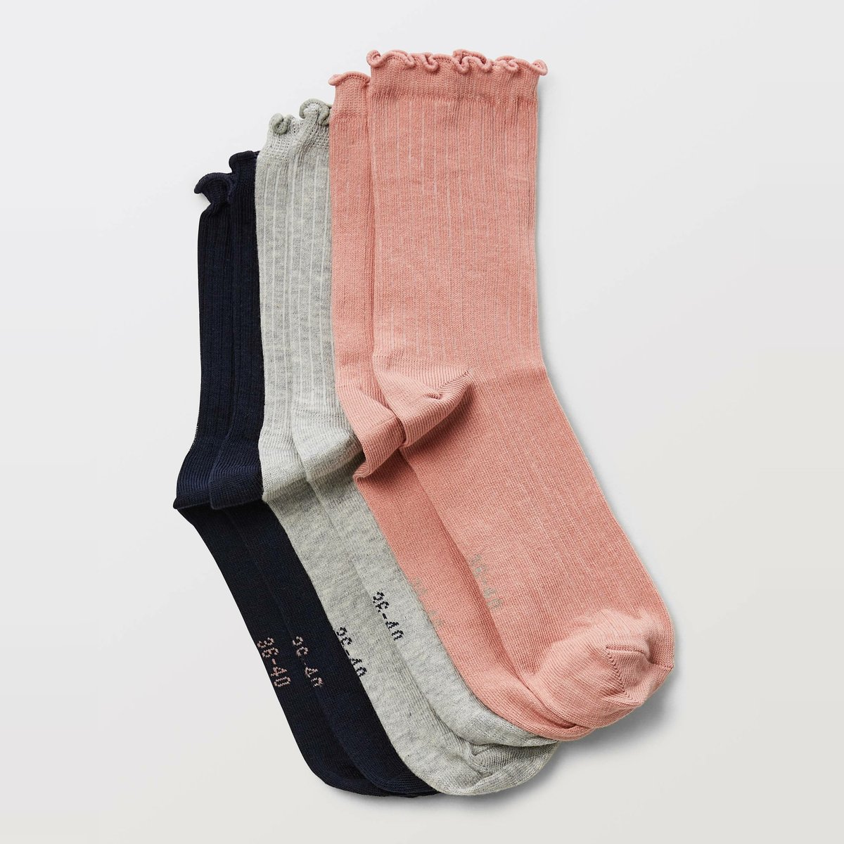 Lot de 3 paires de chaussettes bicolores contenant de coton BIO vert melange, MONOPRIX