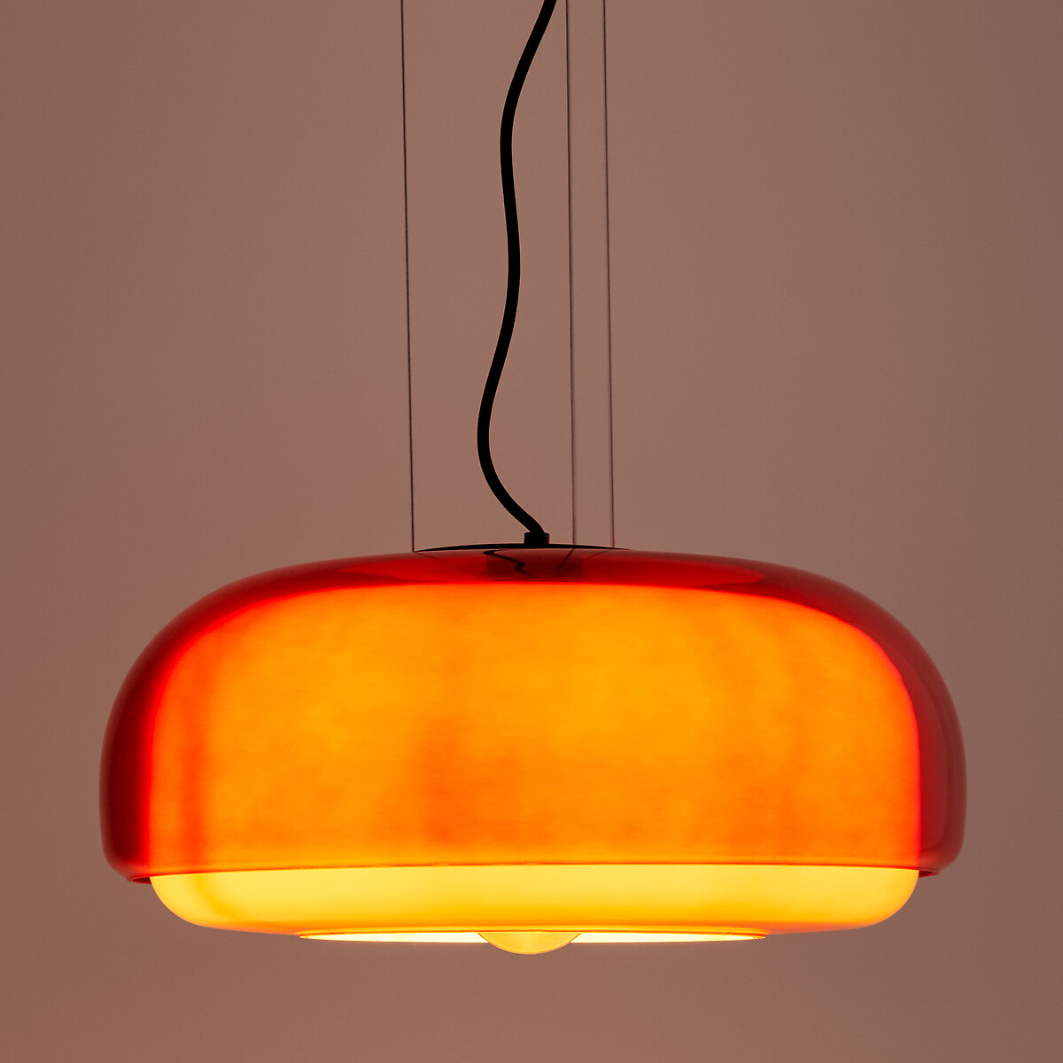 Suspension en verre coloré Ø45 cm, Kinoko rouge, LA REDOUTE INTERIEURS