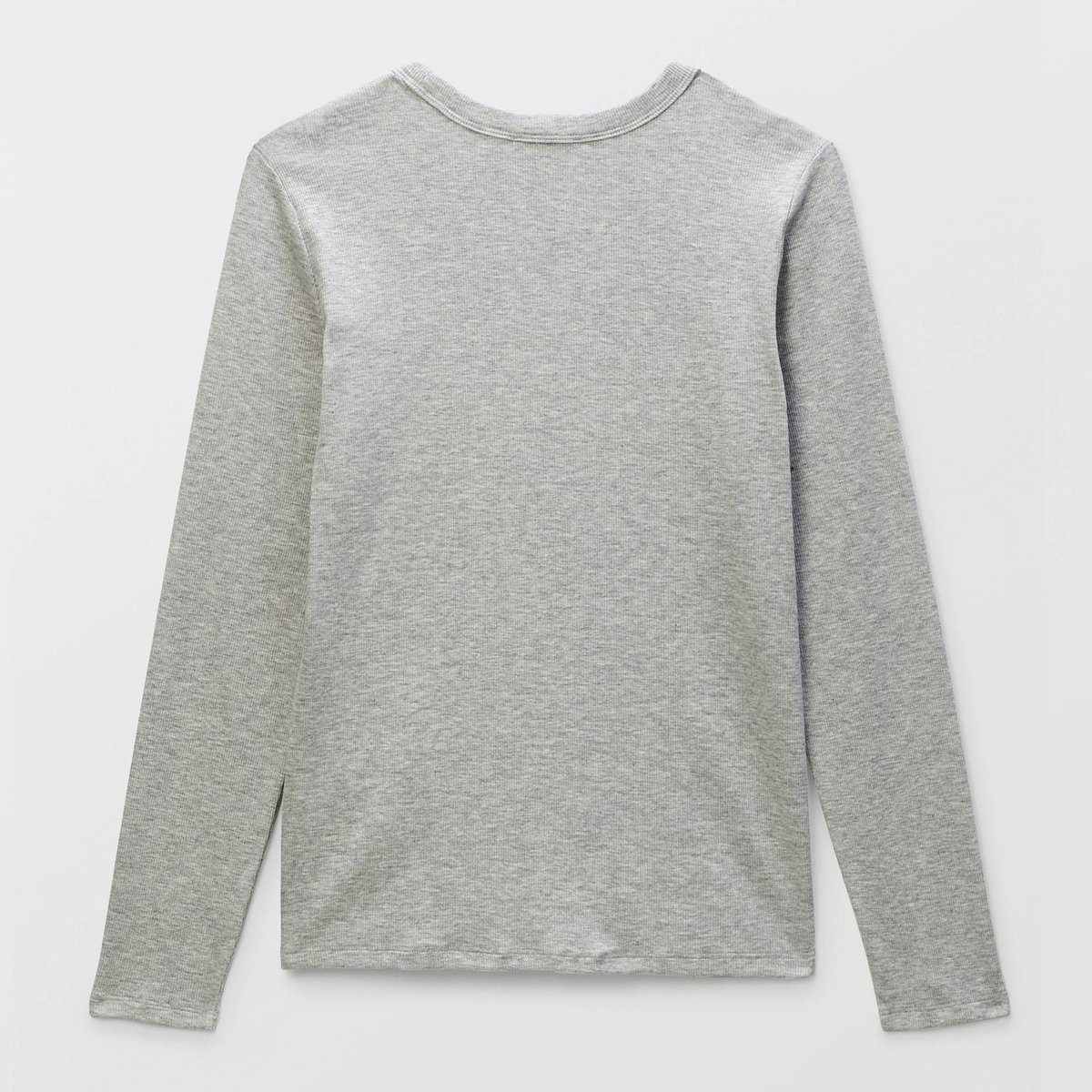 T-shirt à manches longues côtelé en coton BIO GOTS gris chine clair, MONOPRIX