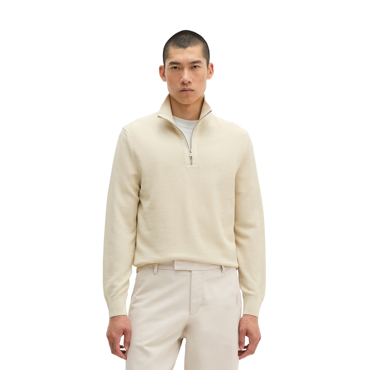 Troyer standard en piqué de coton biologique beige, MARC O'POLO
