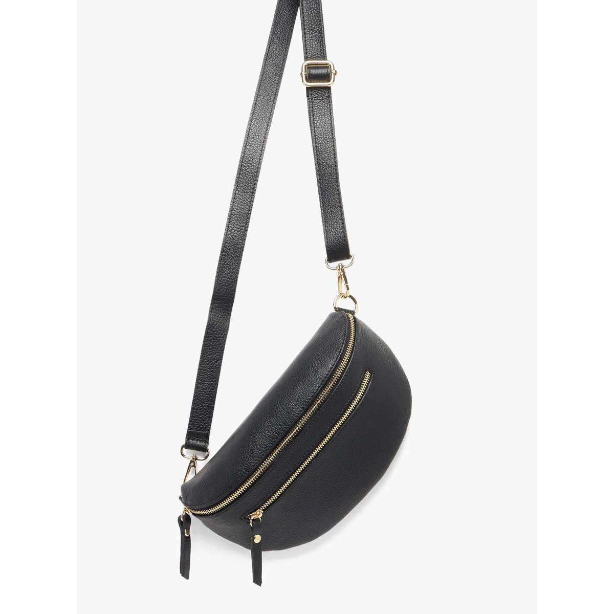 Sac banane cuir nero, MILANO