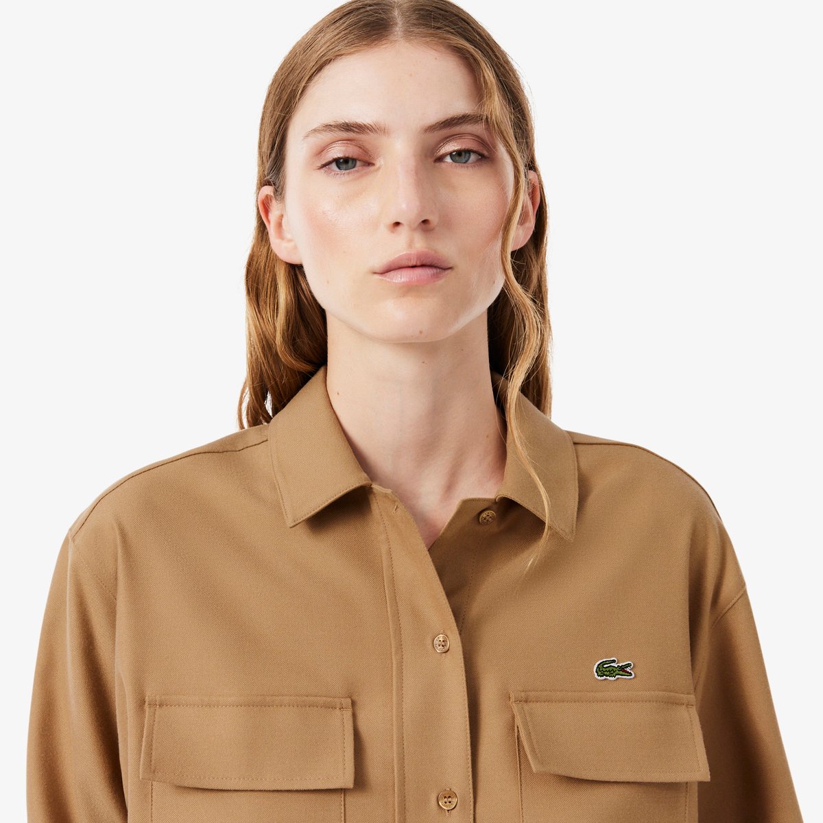 Chemise flanelle oversize marron-six, LACOSTE