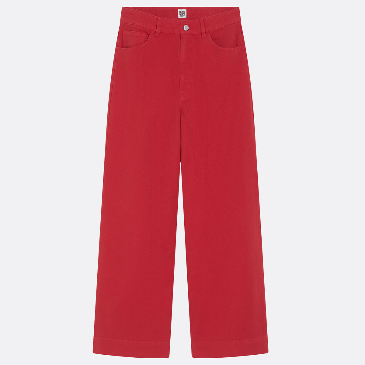 Cotton High Waist Wide Leg Ankle Grazer Trousers red, LA REDOUTE COLLECTIONS