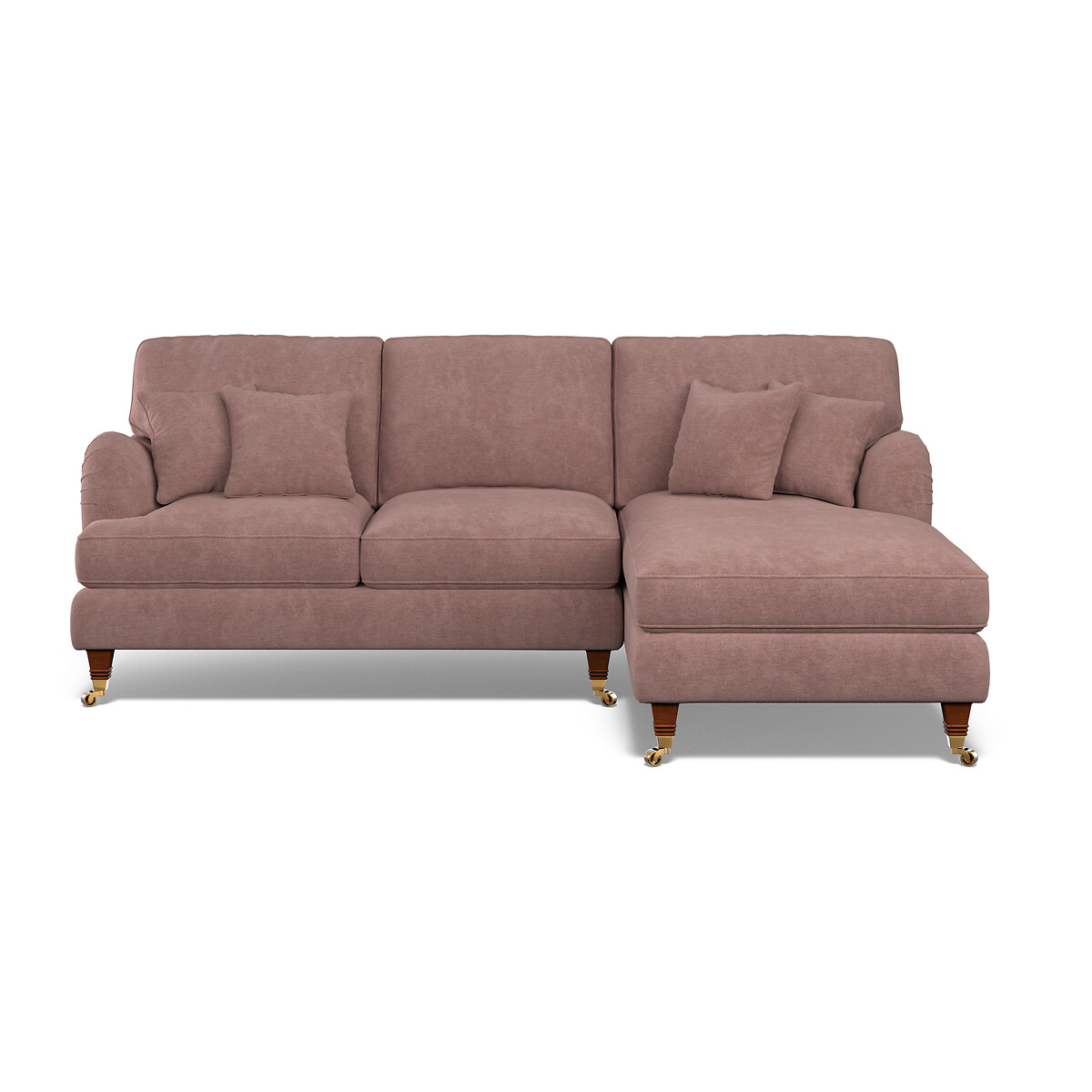 Emeline Soft Brushed Corner Chaise Sofa with Castor Legs (Right Facing old rose, ÉDITÉ