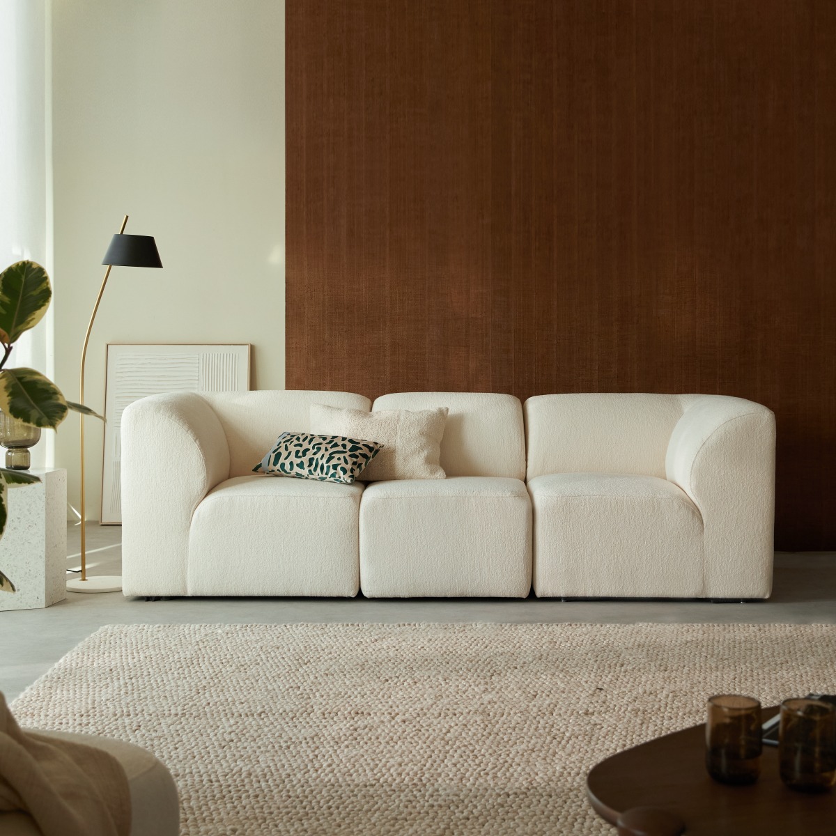 Canapé droit en Tissu, VÉNUS beige, TIKAMOON