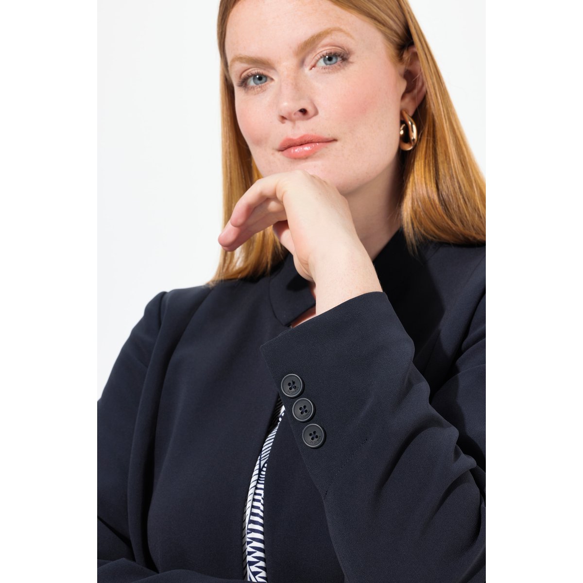 Blazer en acétate, manches longues marine foncé, ULLA POPKEN