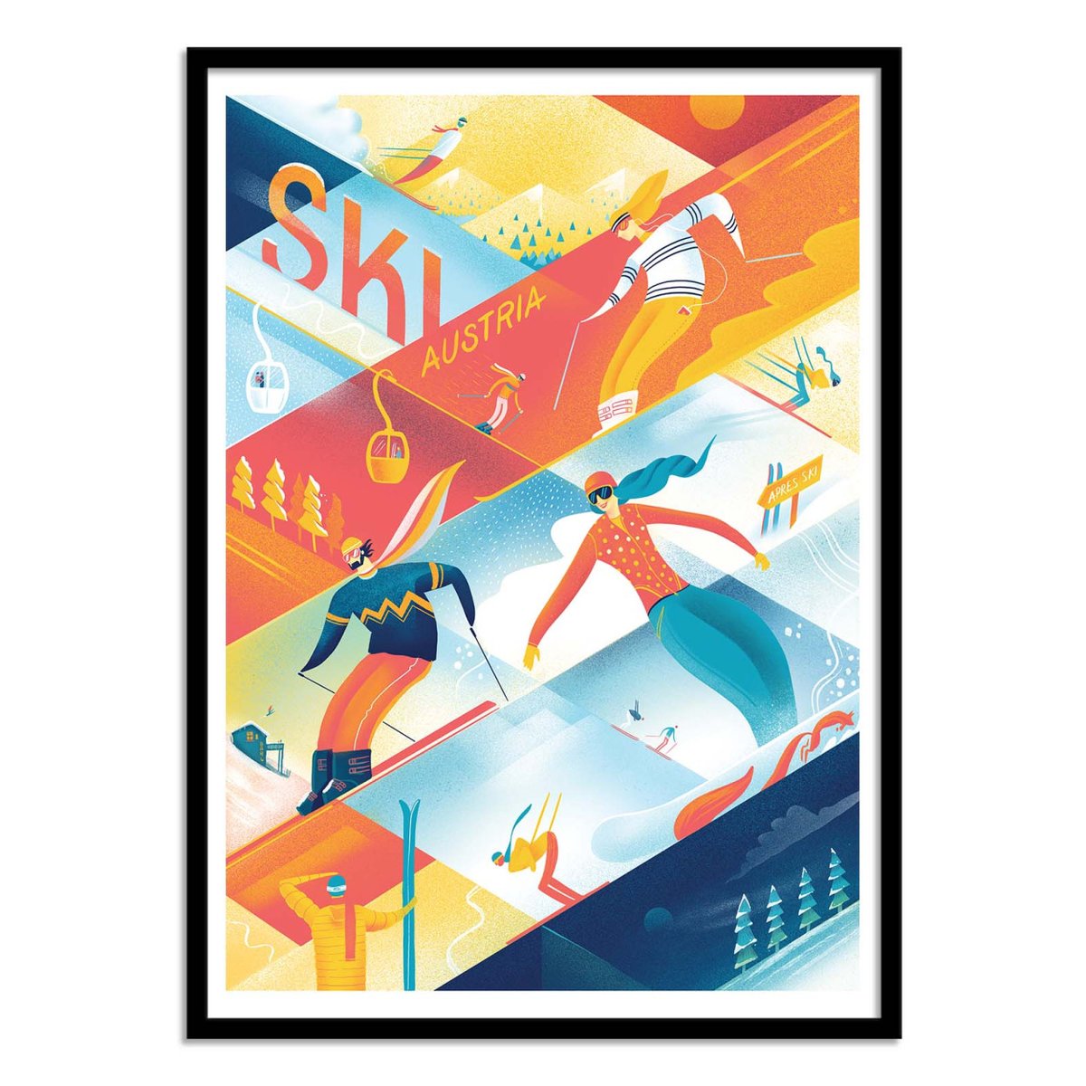 Affiche d'art - Ski the lines - Mark Harrison couleur unique, WALL EDITIONS