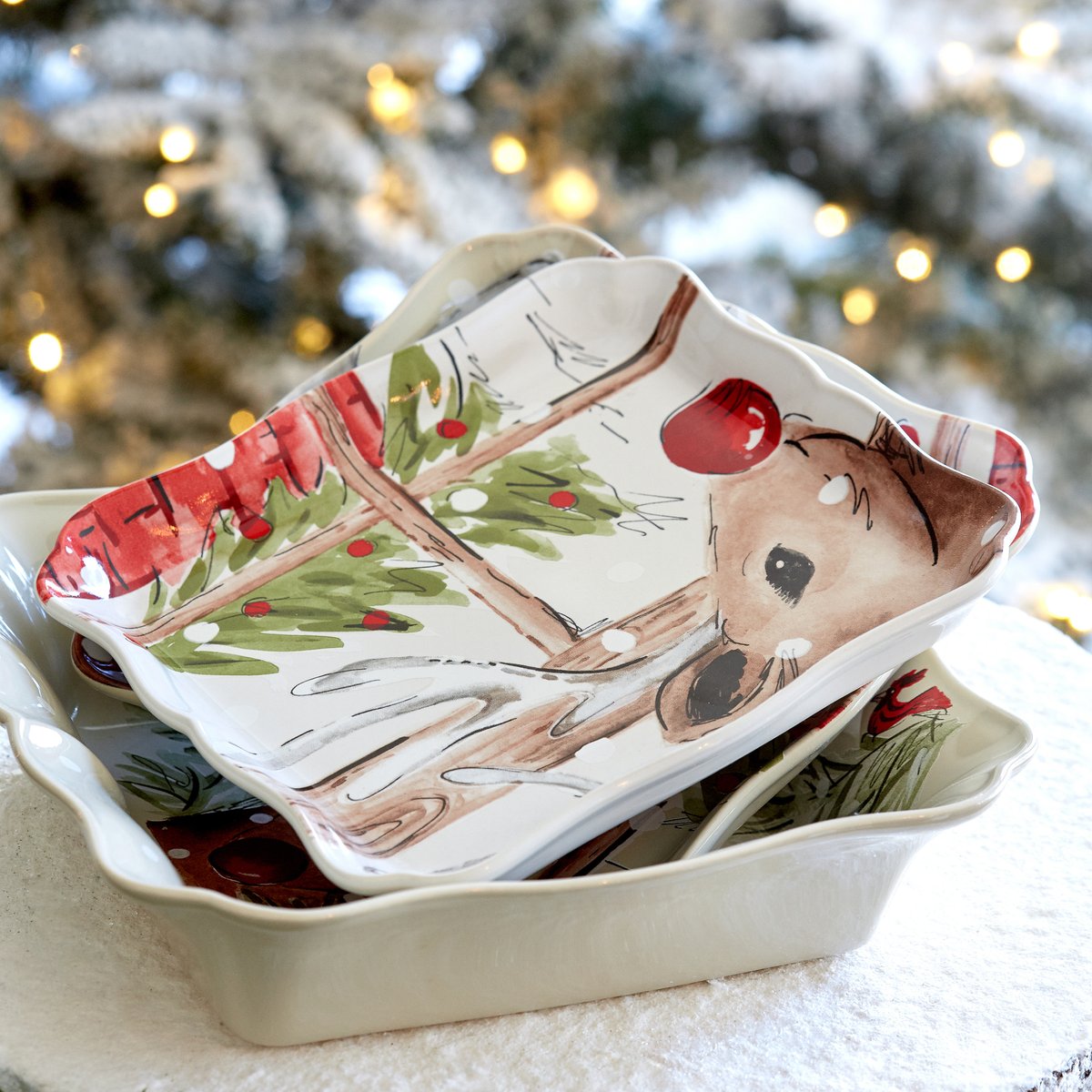 Plateau Carré Deer Friends, Casafina by COSTA NOVA white, COSTA NOVA