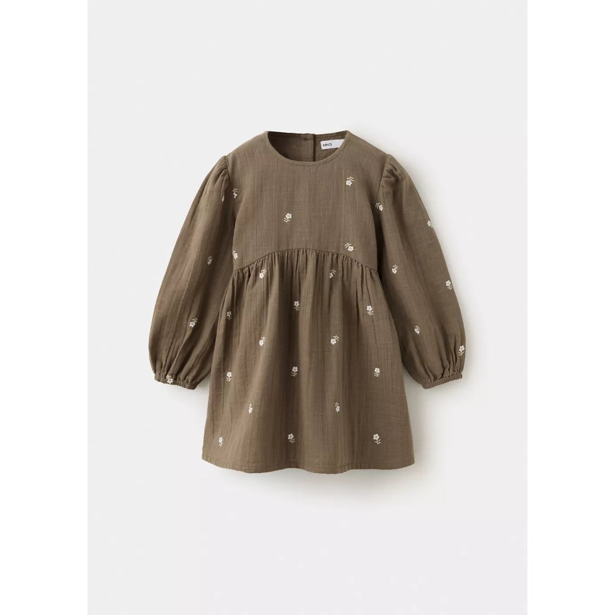 Robe fleurs brodées marron, MANGO BABY