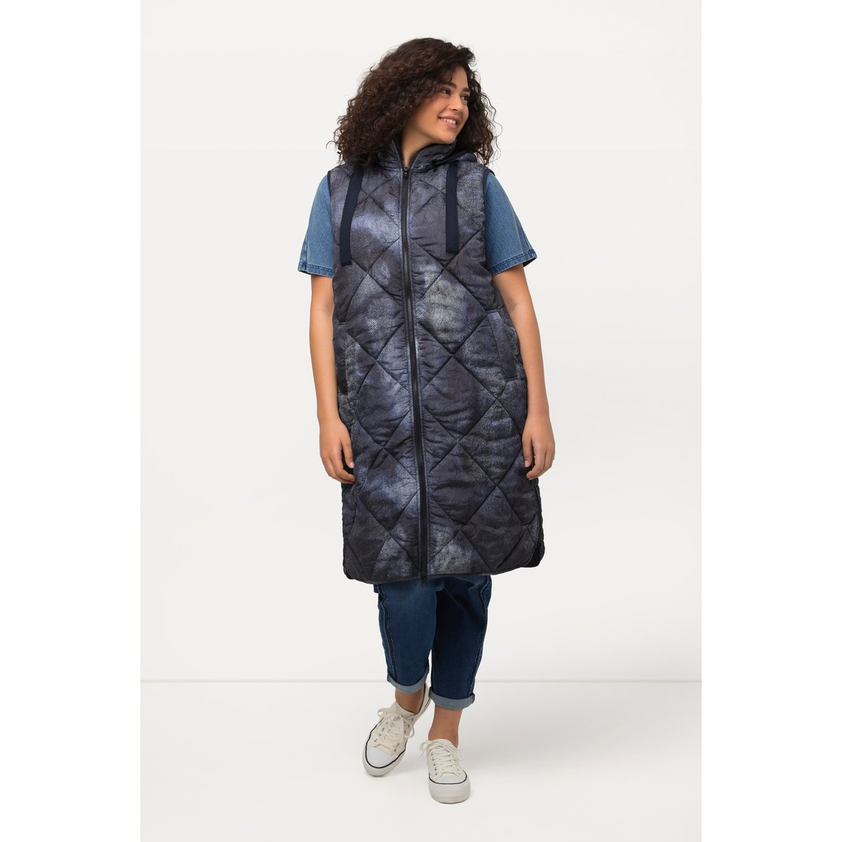 Long gilet matelassé gris bleu, ULLA POPKEN