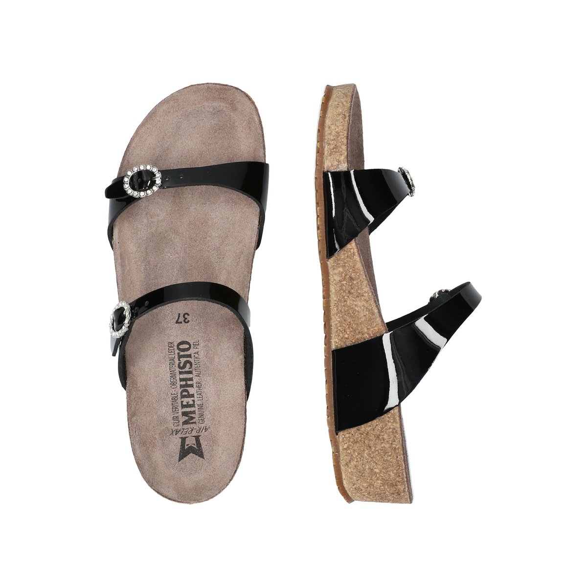 Sandales en cuir IDELYA noir 5142, MEPHISTO
