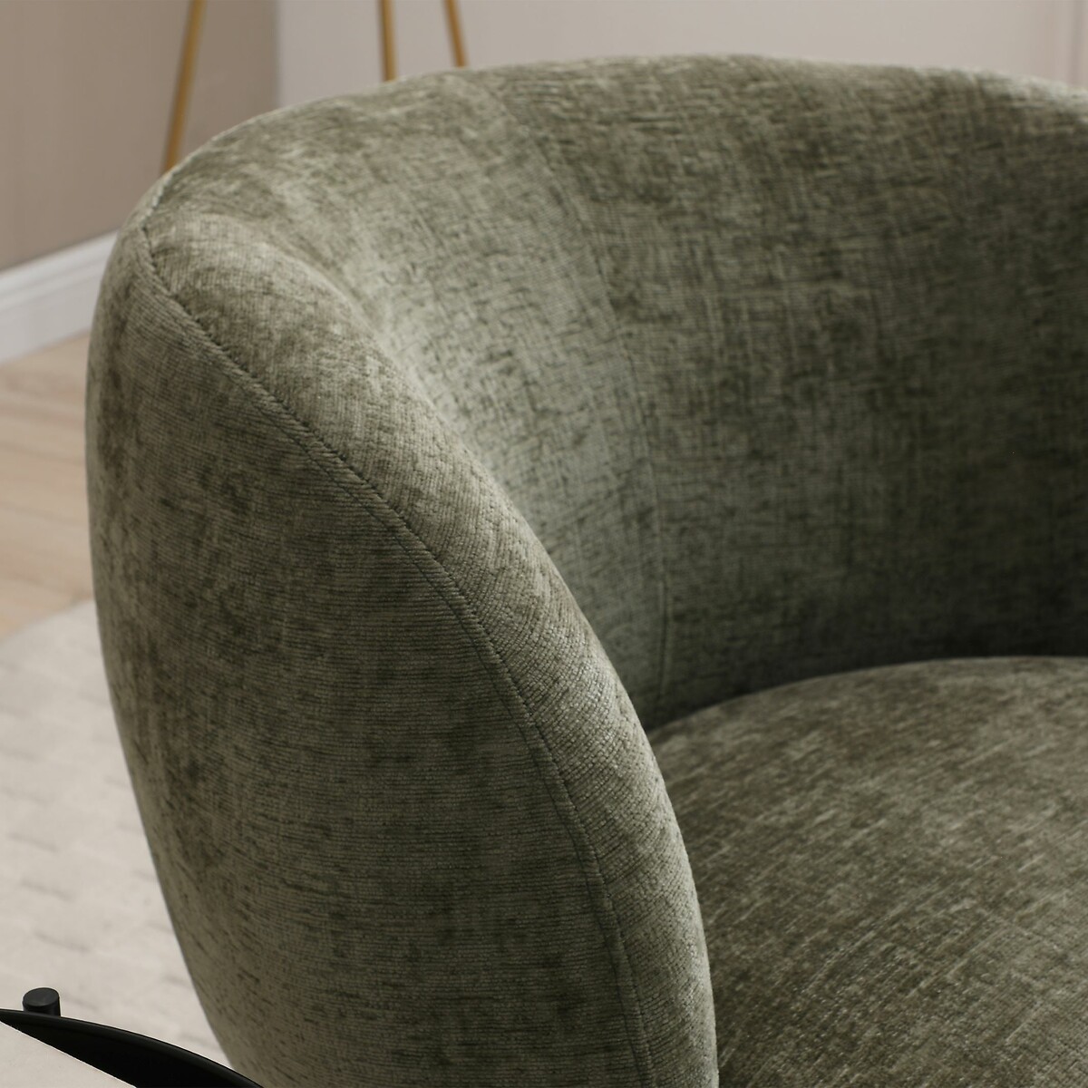 Flora Chenille Swivel Chair olive, SO'HOME