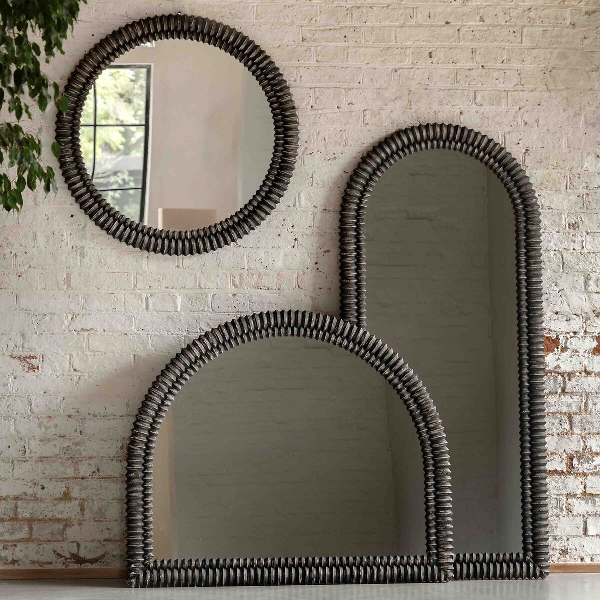 100x120cm Pinico Overmantle Arch Mirror black, ÉDITÉ