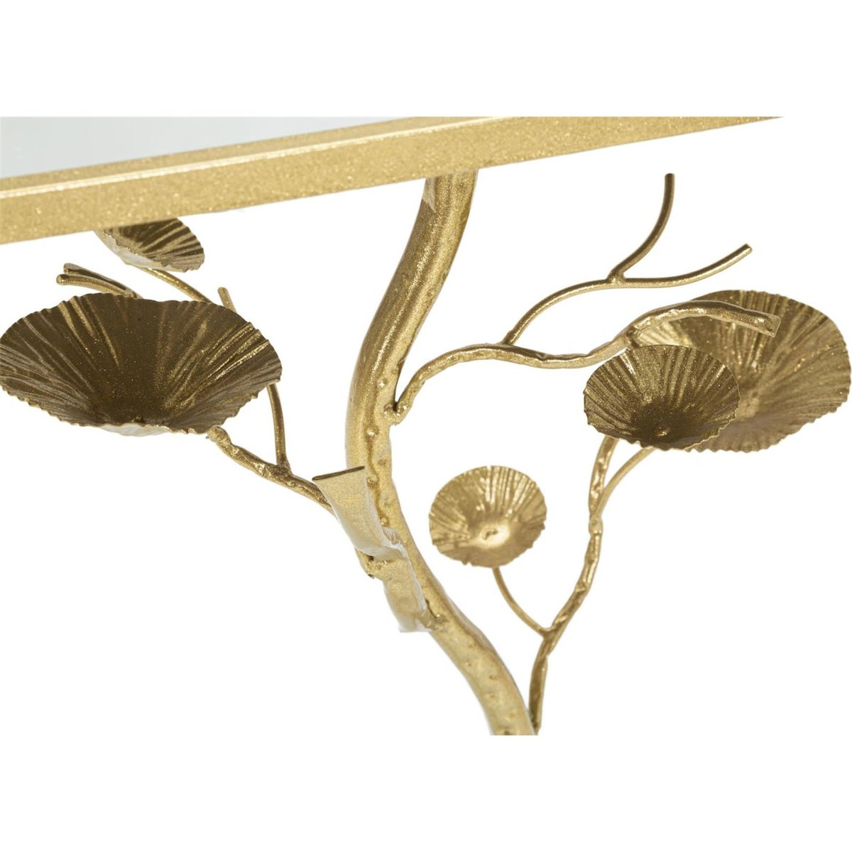 Table d'appoint plateau miroir piètement branche doré et miroir, RECOLLECTION
