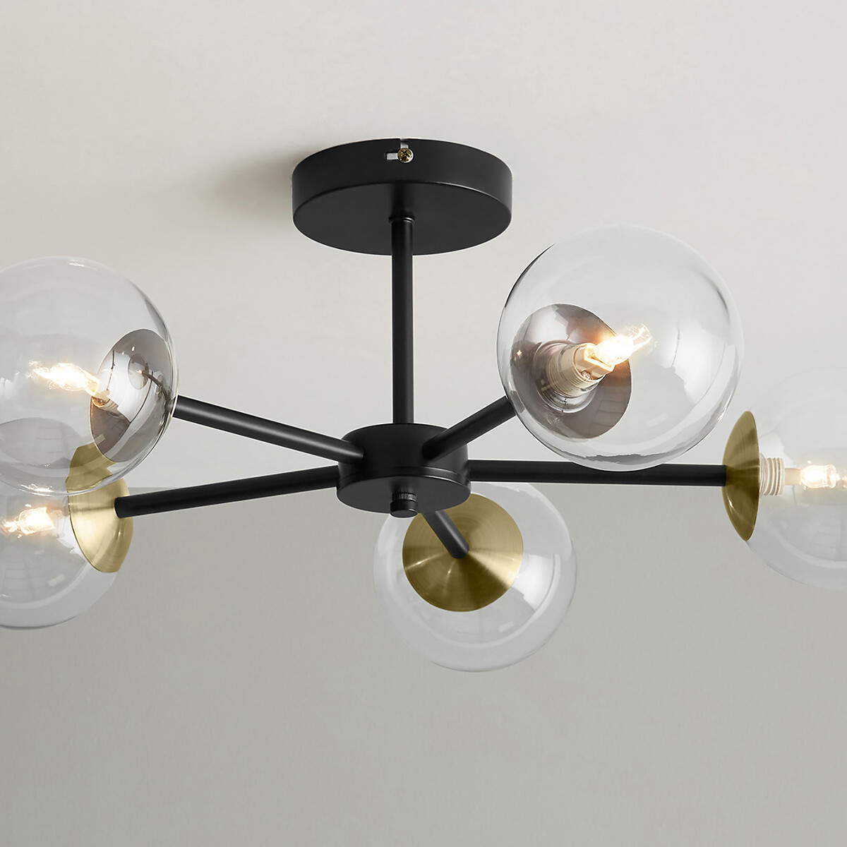 MADE.COM Globe 5-Light Semi-Flush Ceiling Light in Black matt black, MADE