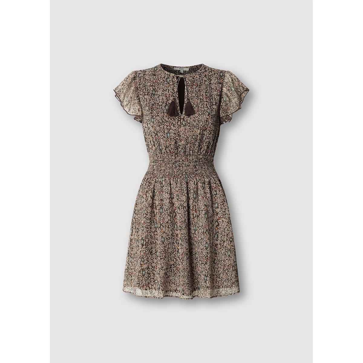 Vestido curto estampado, mangas com folhos estampado multicolor, PEPE JEANS