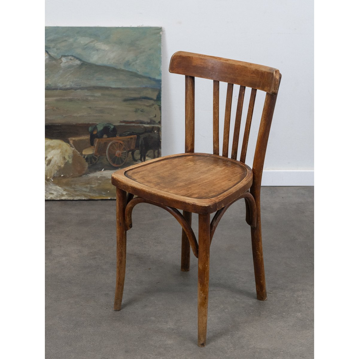 Lot de 4 chaises en bois Luterma Claude N°1365 - Bon état bois foncé, DEBONGOUT