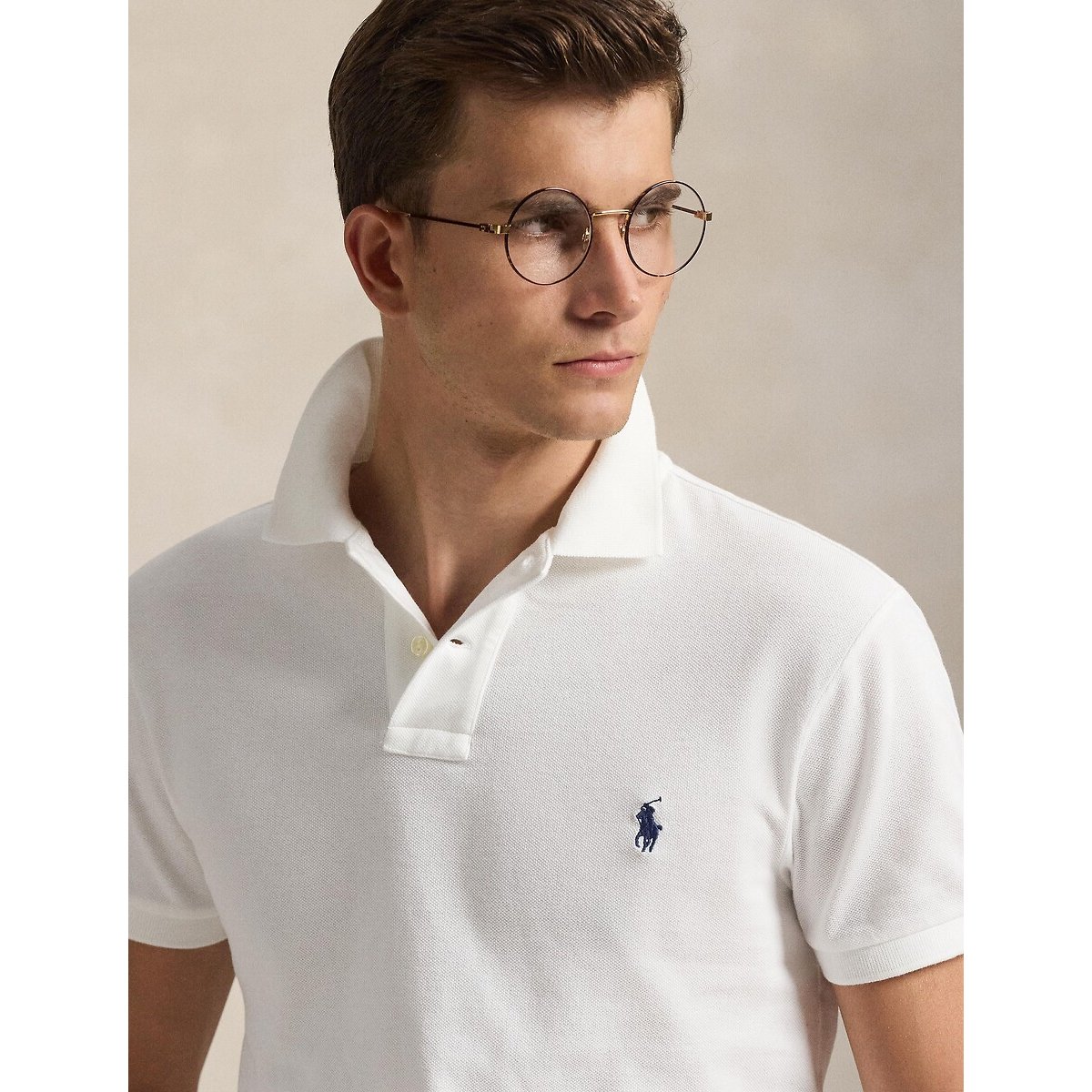 Polo cintré en coton piqué blanc, POLO RALPH LAUREN