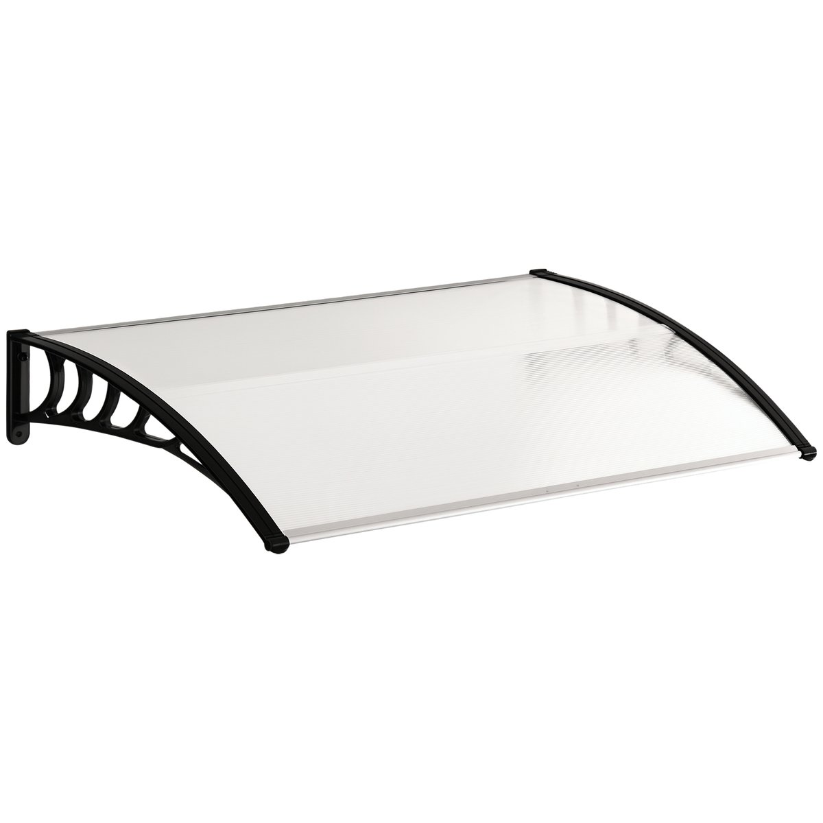 Auvent de porte Polycarbonate Transparent noir, OUTSUNNY