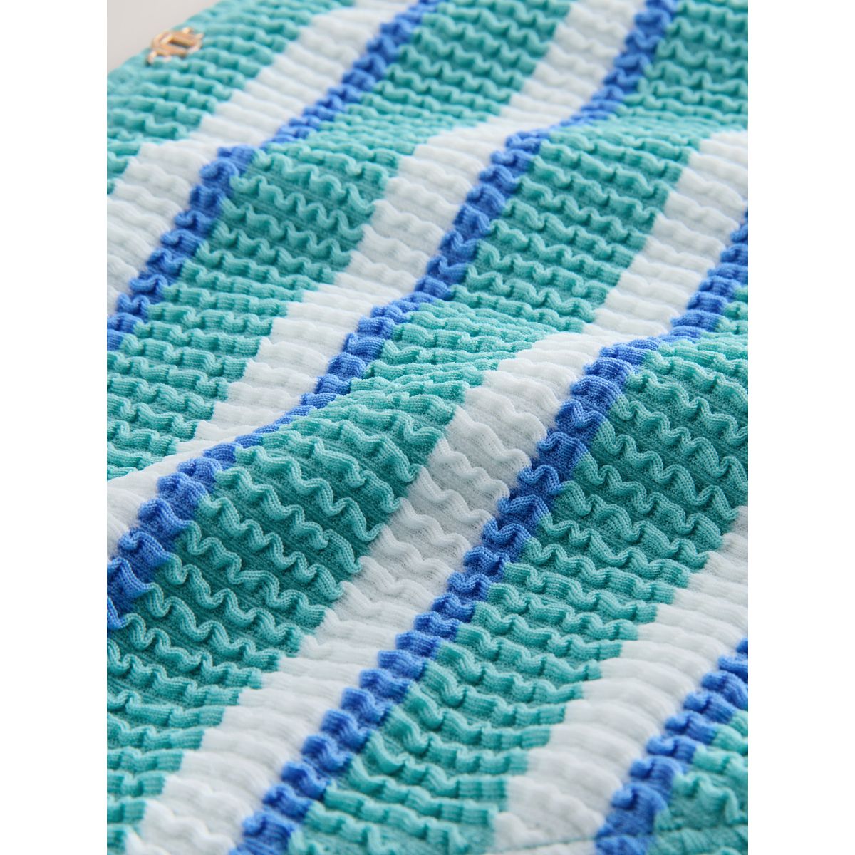Bas de bikini échancré rayures froissées bleu turquoise/blanc, NEXT