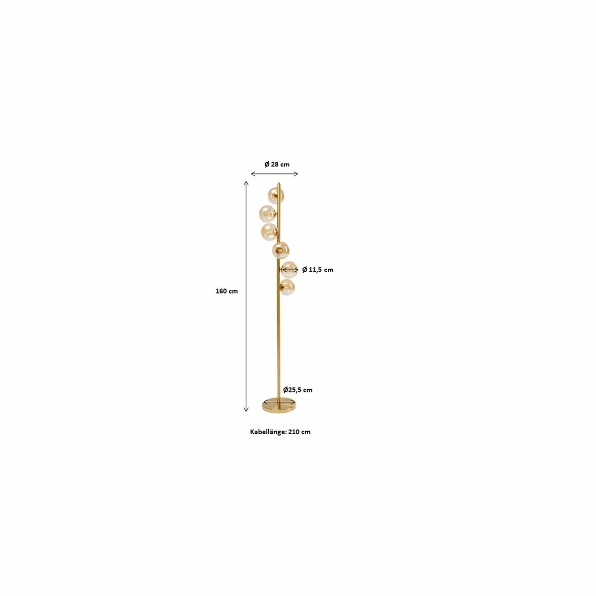 Lampada da terra Scal Balls ottone 160cm color oro, KARE DESIGN