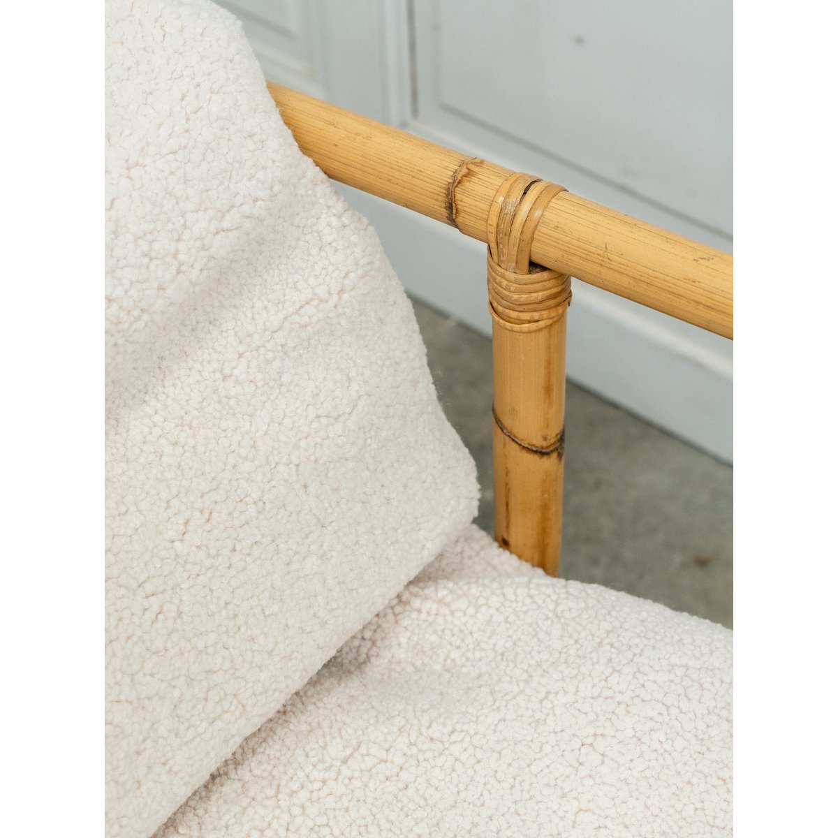 Salon en bambou et tissu Jacques N°142 - Bon état naturel, DEBONGOUT