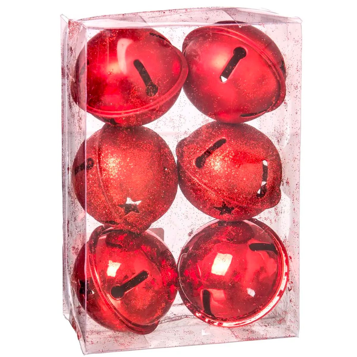 Set de 6 boules de Noël cloches rouges - 5cm rouge, WADIGA
