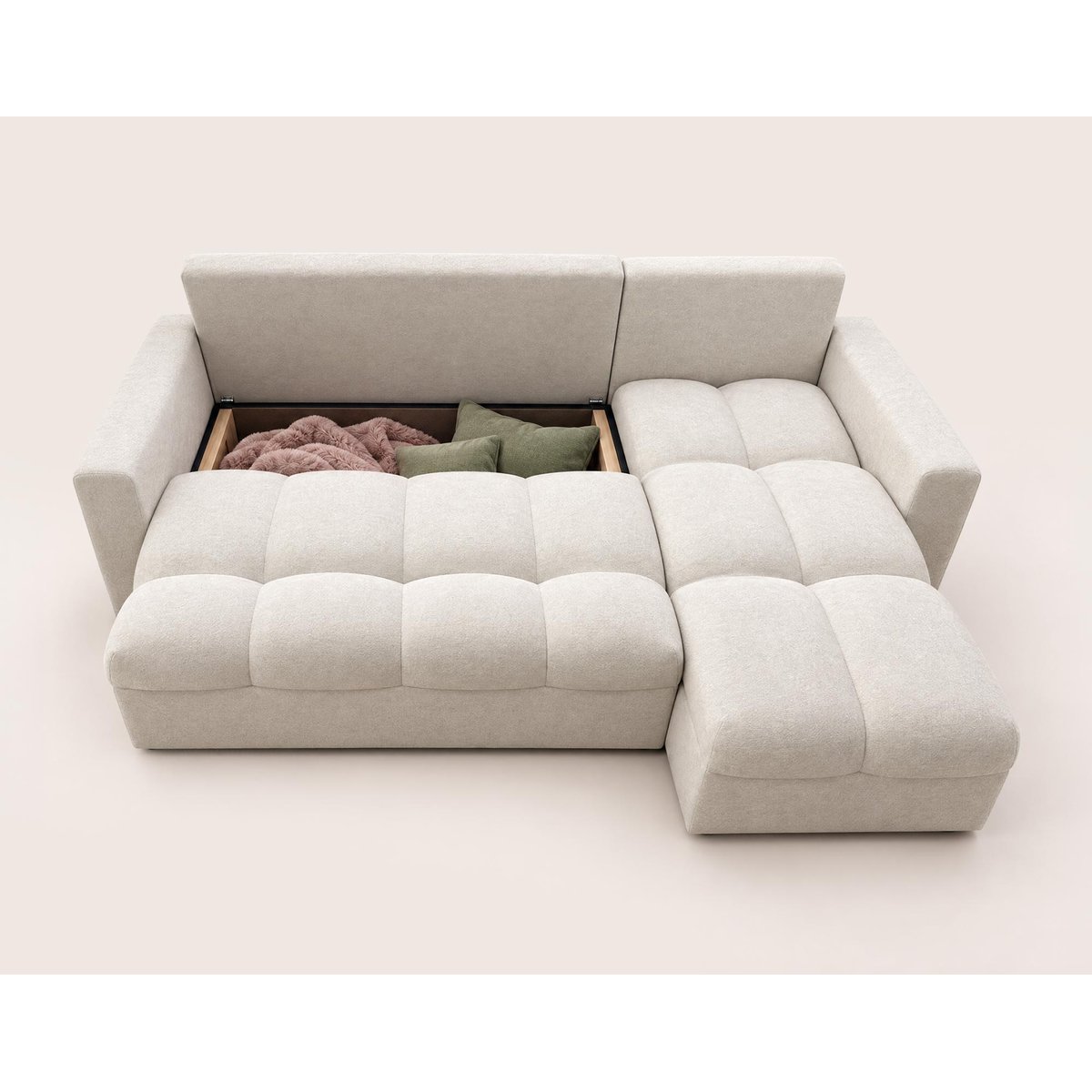 Canapé d'Angle Convertible en Tissu 4 places - CYRO beige, BEST MOBILIER