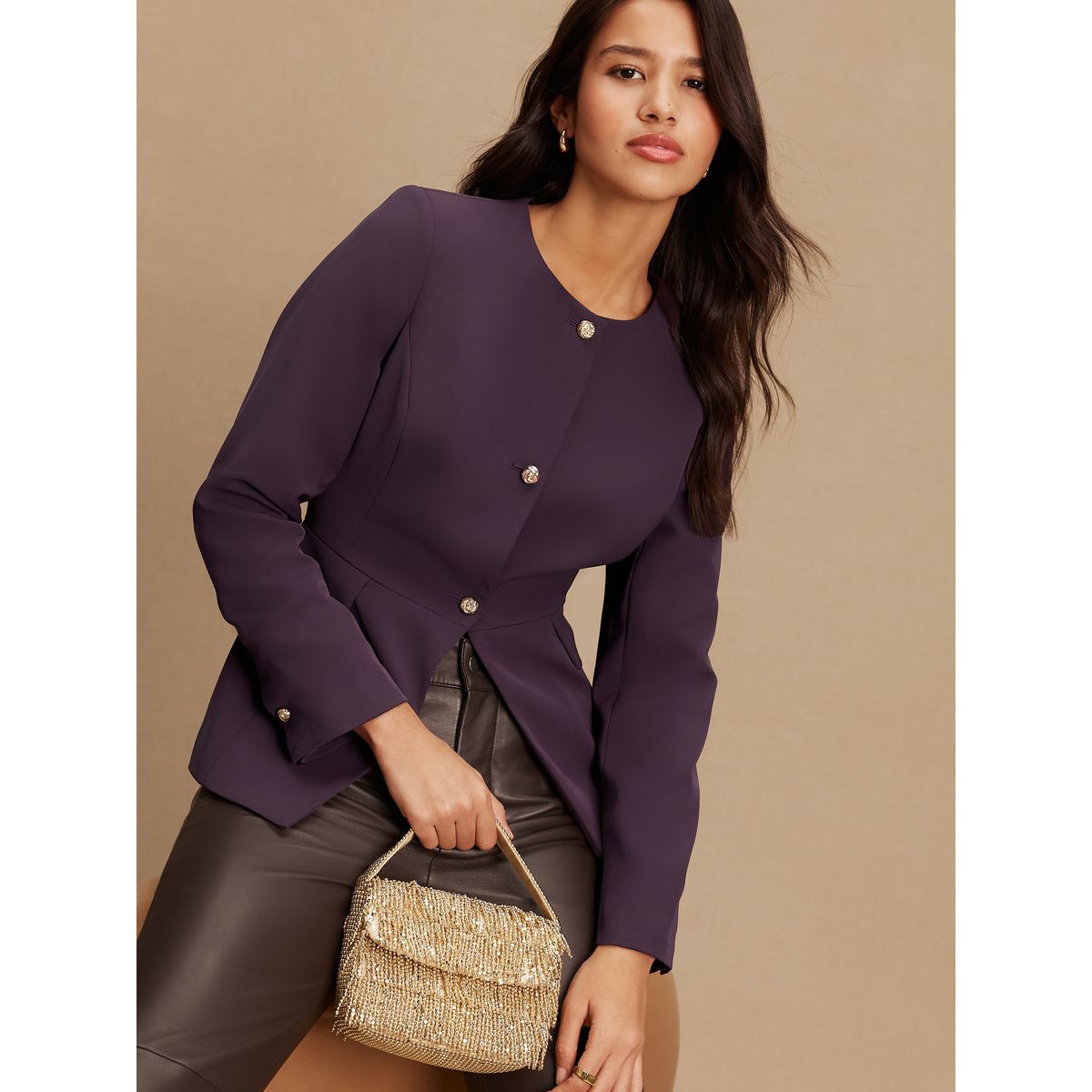 Blazer sans col violet, NEXT