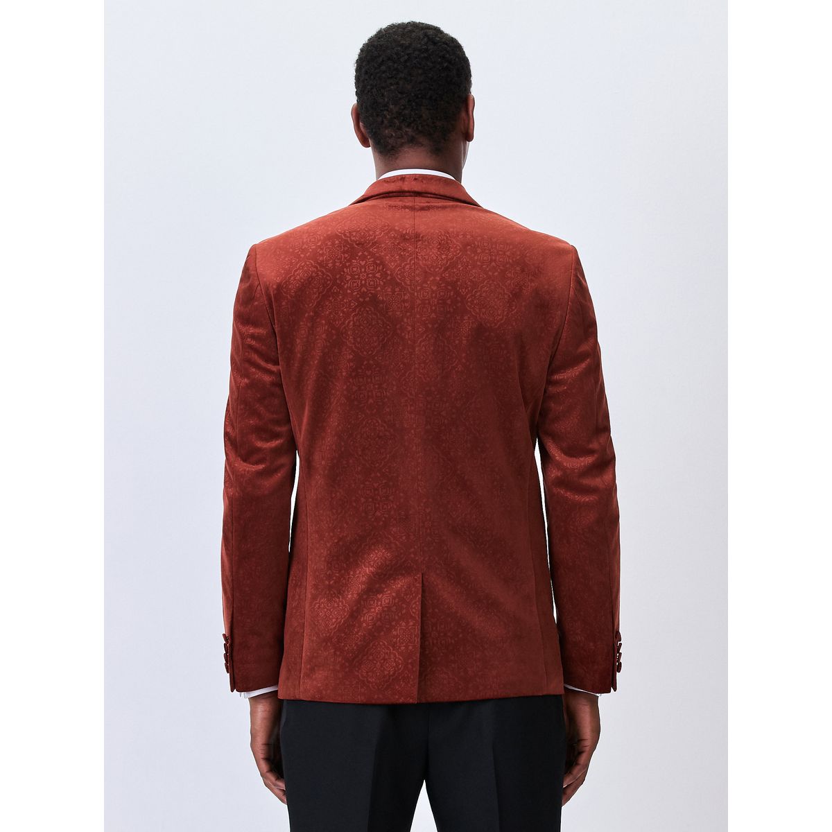 Blazer slim en velours avec médaillon embossé marron rouille, NEXT