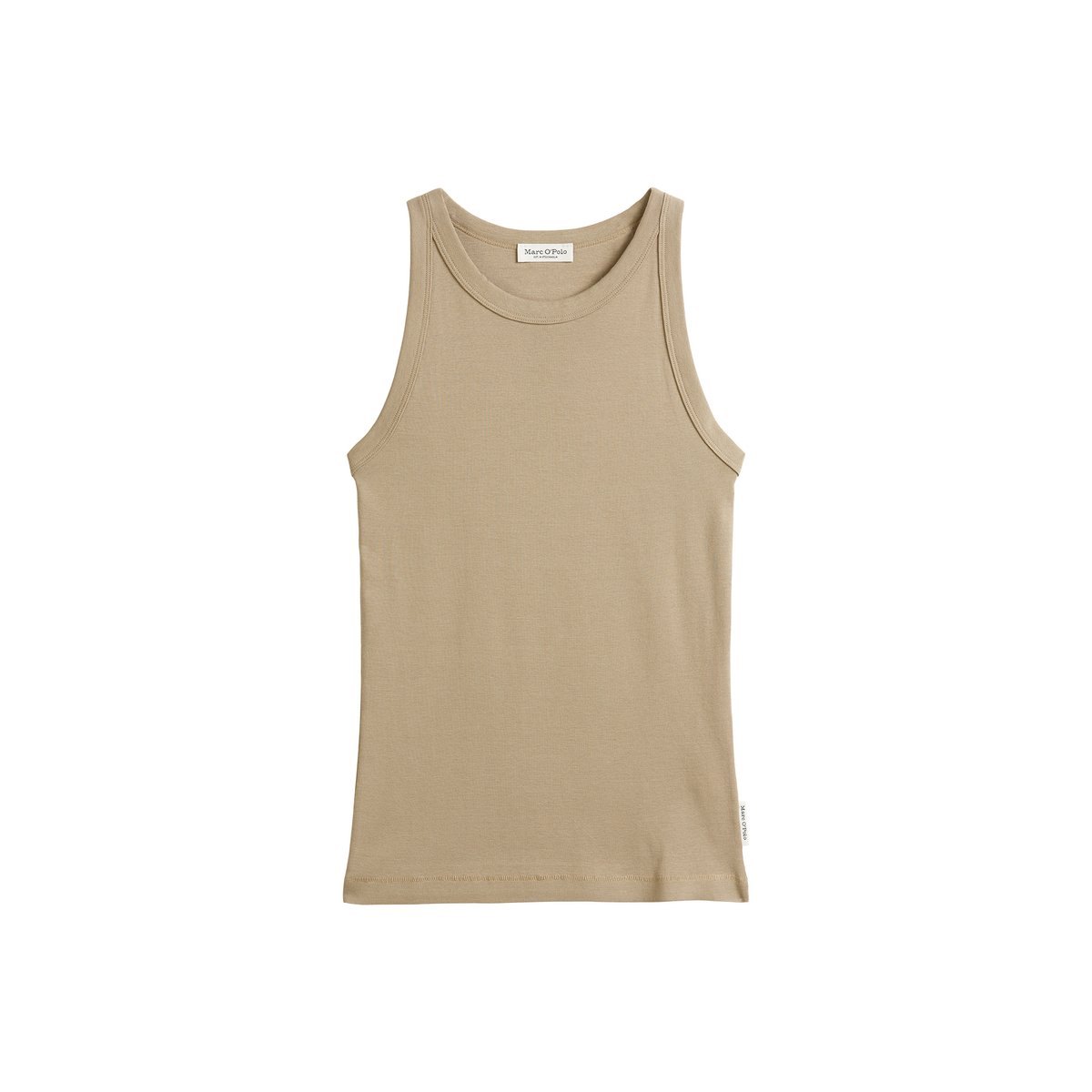 Débardeur regular en jersey de coton organique rib beige, MARC O'POLO
