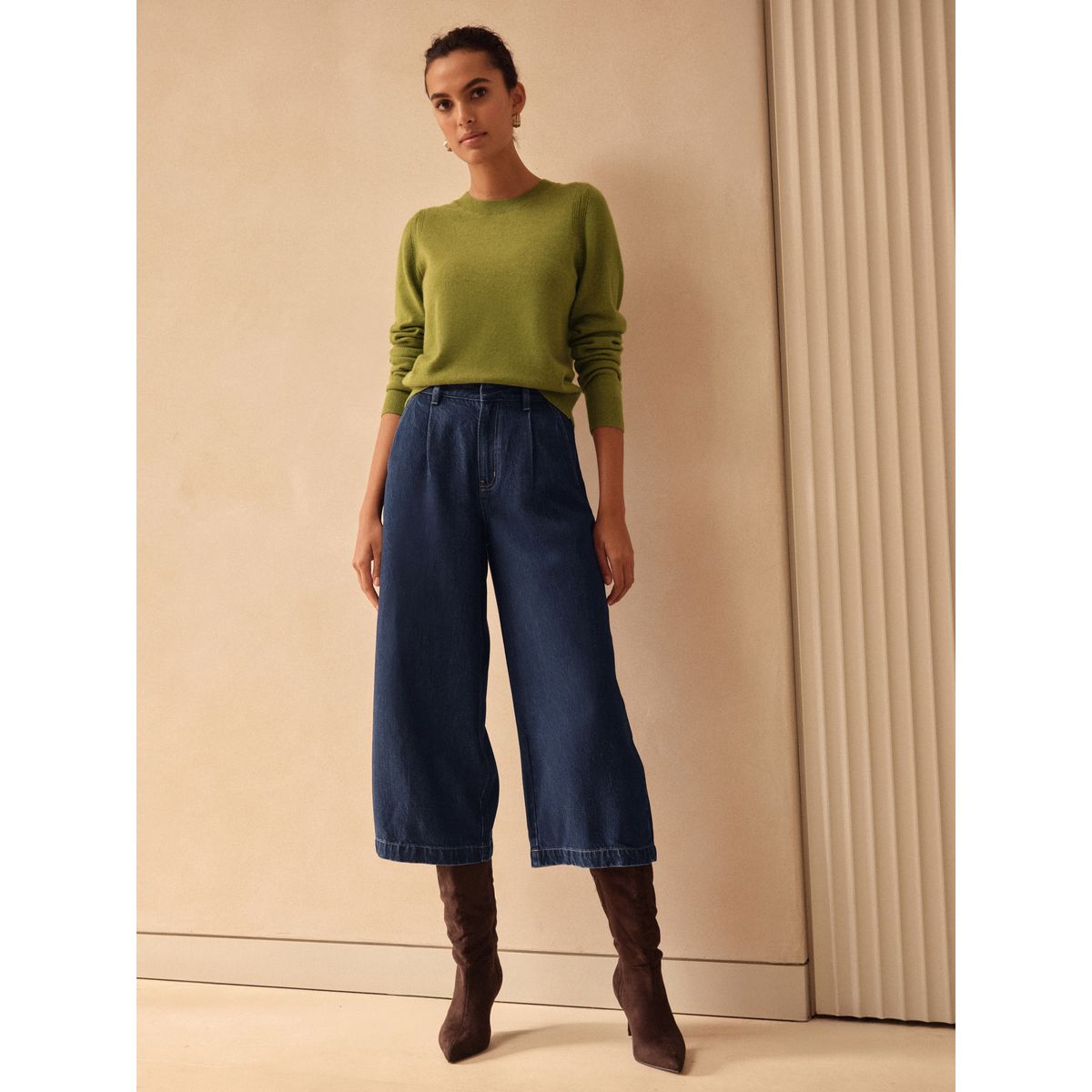 Pull ras du cou cachemire n. premium vert, NEXT