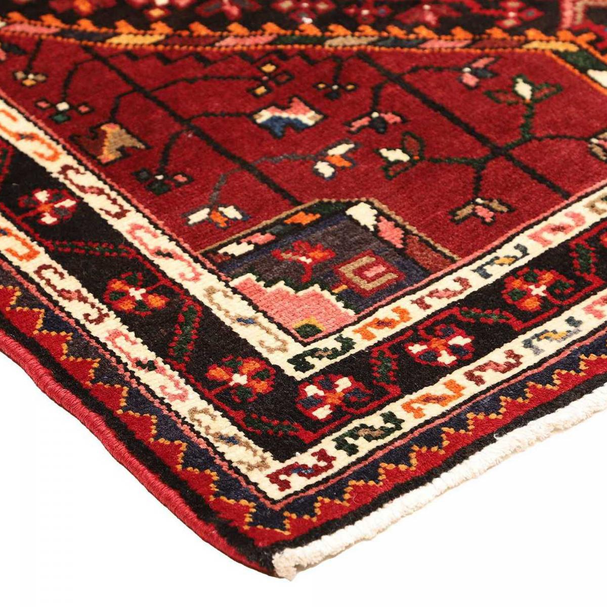 Tapis d'orient au motif oriental, noué à la main, HAMADAN 14 bordeaux, noir, rouge, UN AMOUR DE TAPIS