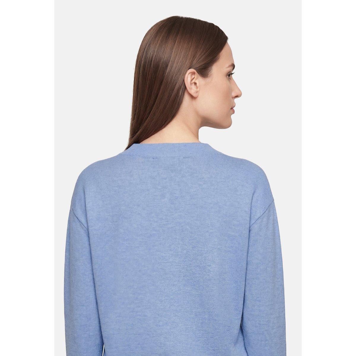 Pull-over en maille basique à col droit middle blue melange, BETTY BARCLAY