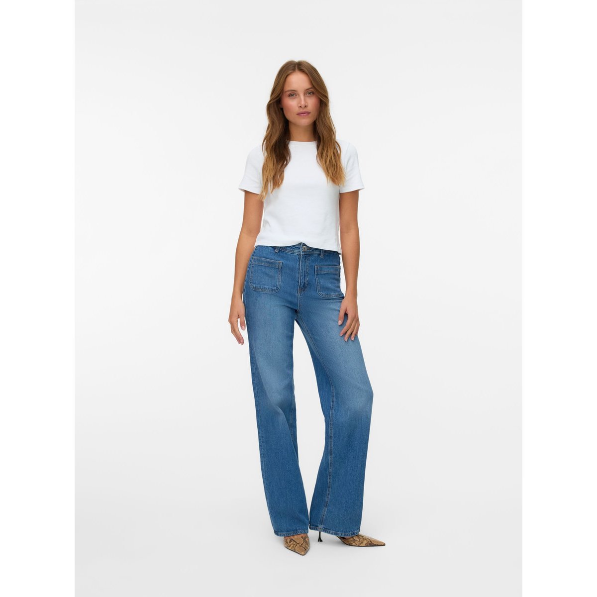 Jean À Coupe Large medium blue denim, VERO MODA
